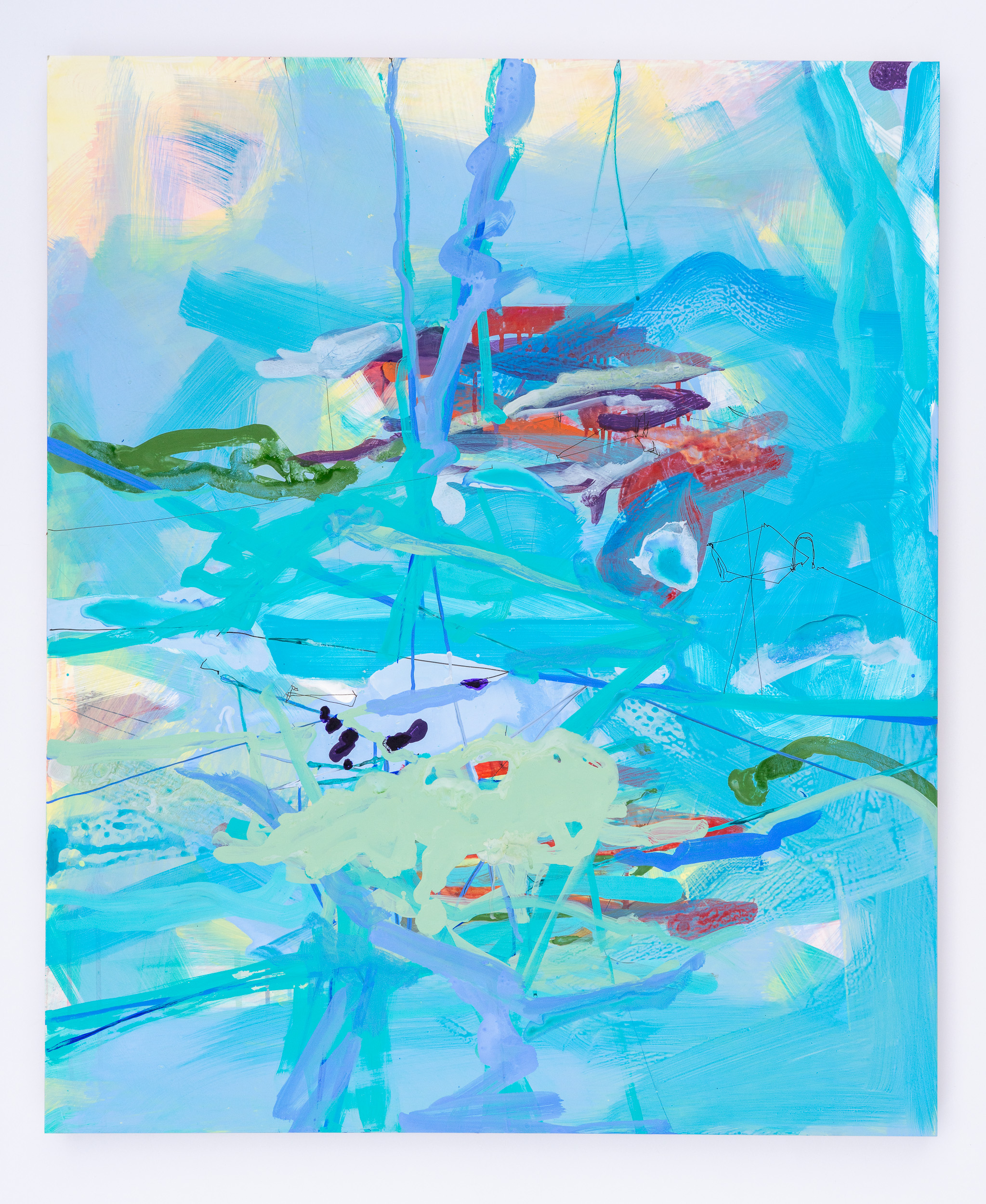 2021, acrylic and ink on panel, 36 x 30 inches