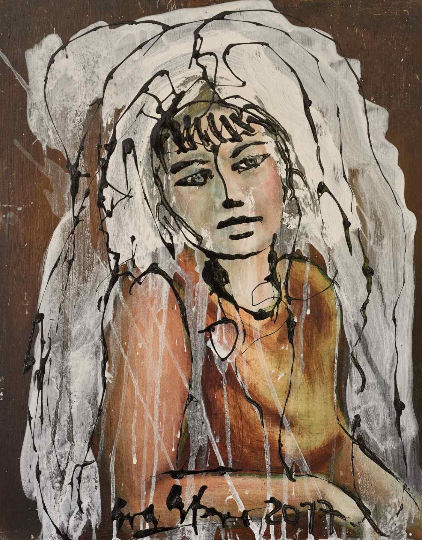 eva gessner redeemed woman with white veil on brown background