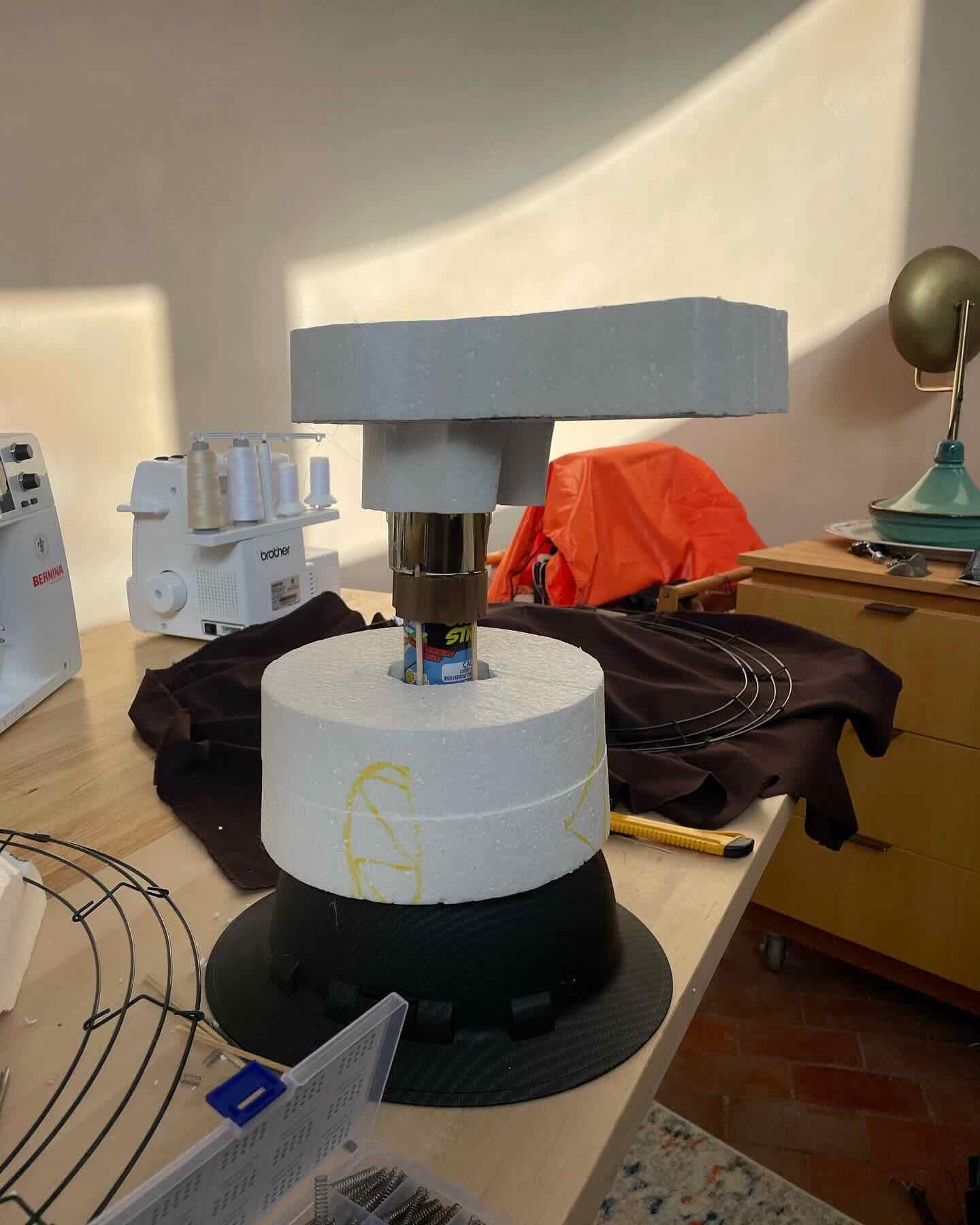assembled on hat