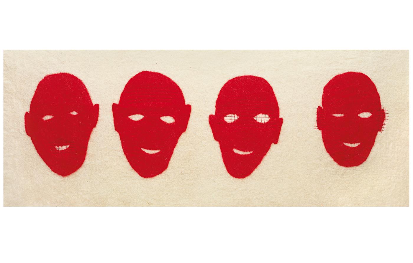 Heads, 1998, 128cm b x 46cm h, Feltpiece handfelted wool