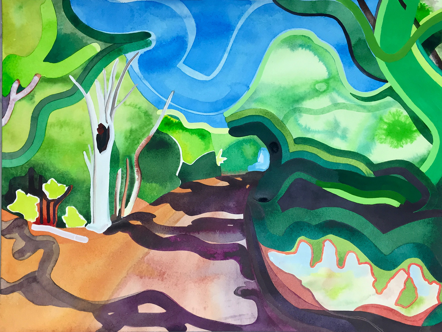 road. watercolor + ink on arches. 18 x 24 inches