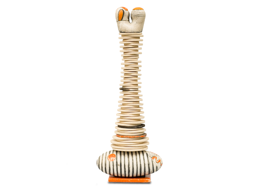 Fuoricentro (Ceramica Raku, refrattario bianco, alluminio, cm 17x45x9, 2012)