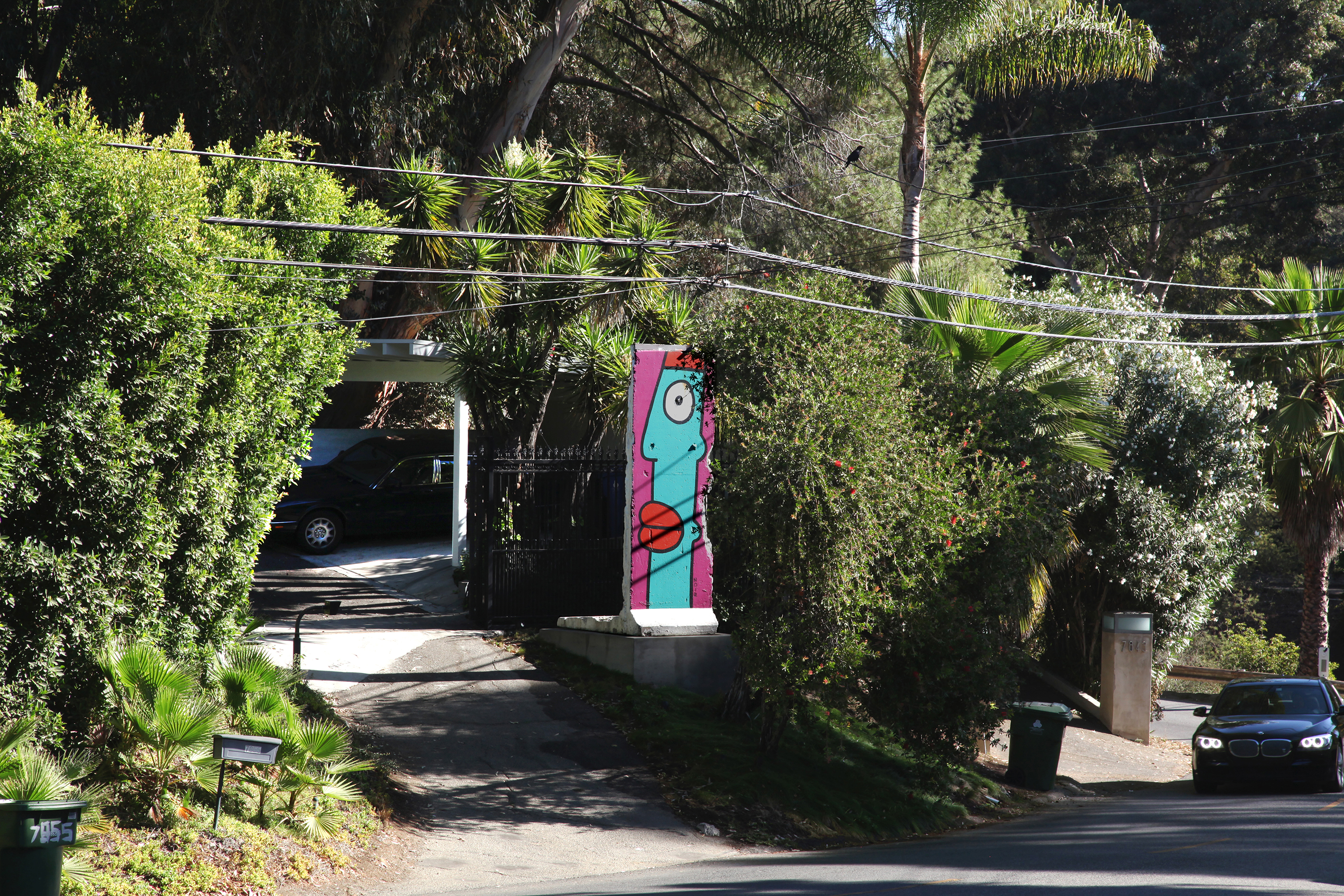 Berlin Wall segment, painted by Thierry Noir, Hollywood Hills, Los Angeles, CA, 2014