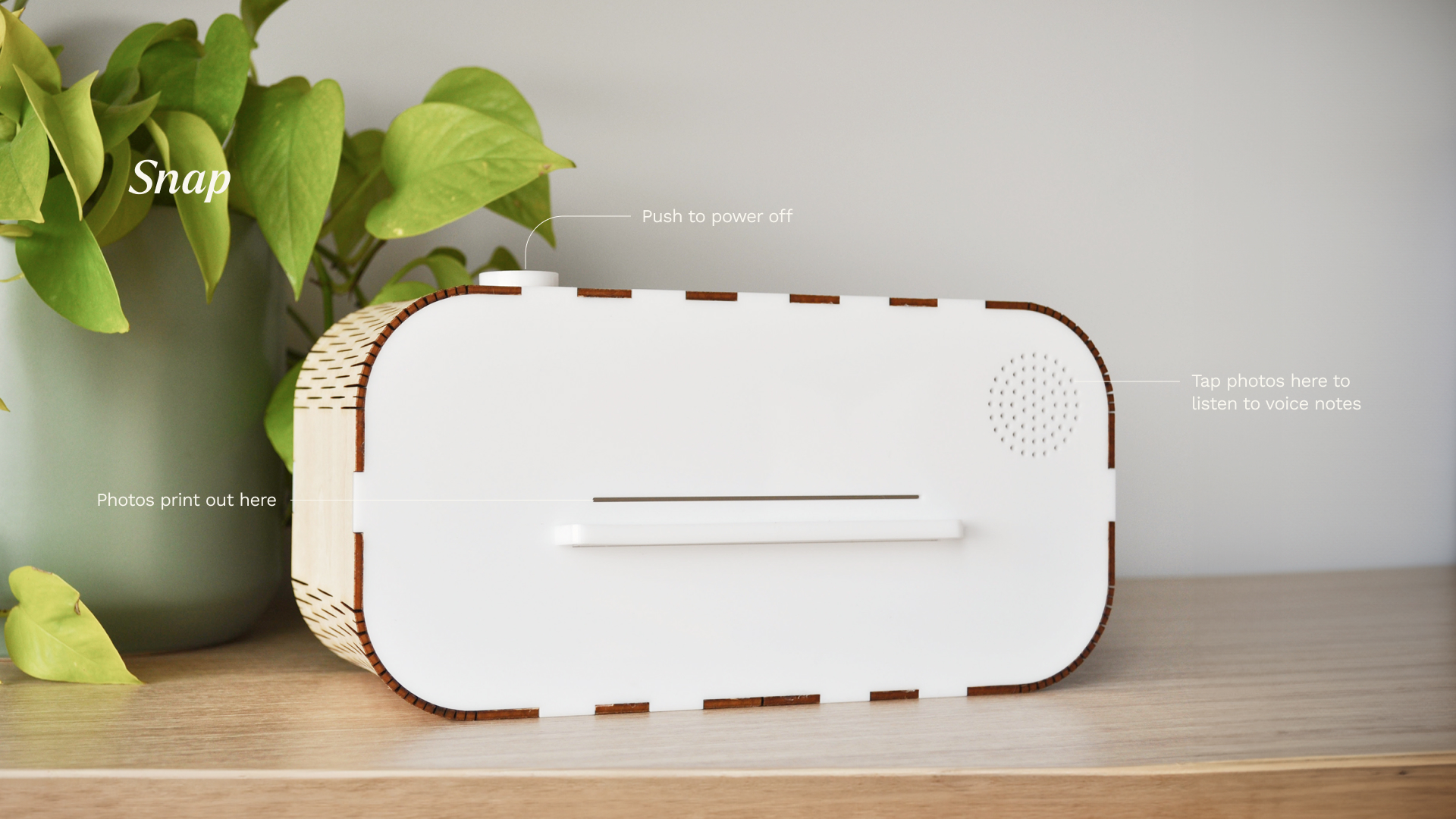 Snap — Smart Photo Printer. Photos can have audio messages attached to them