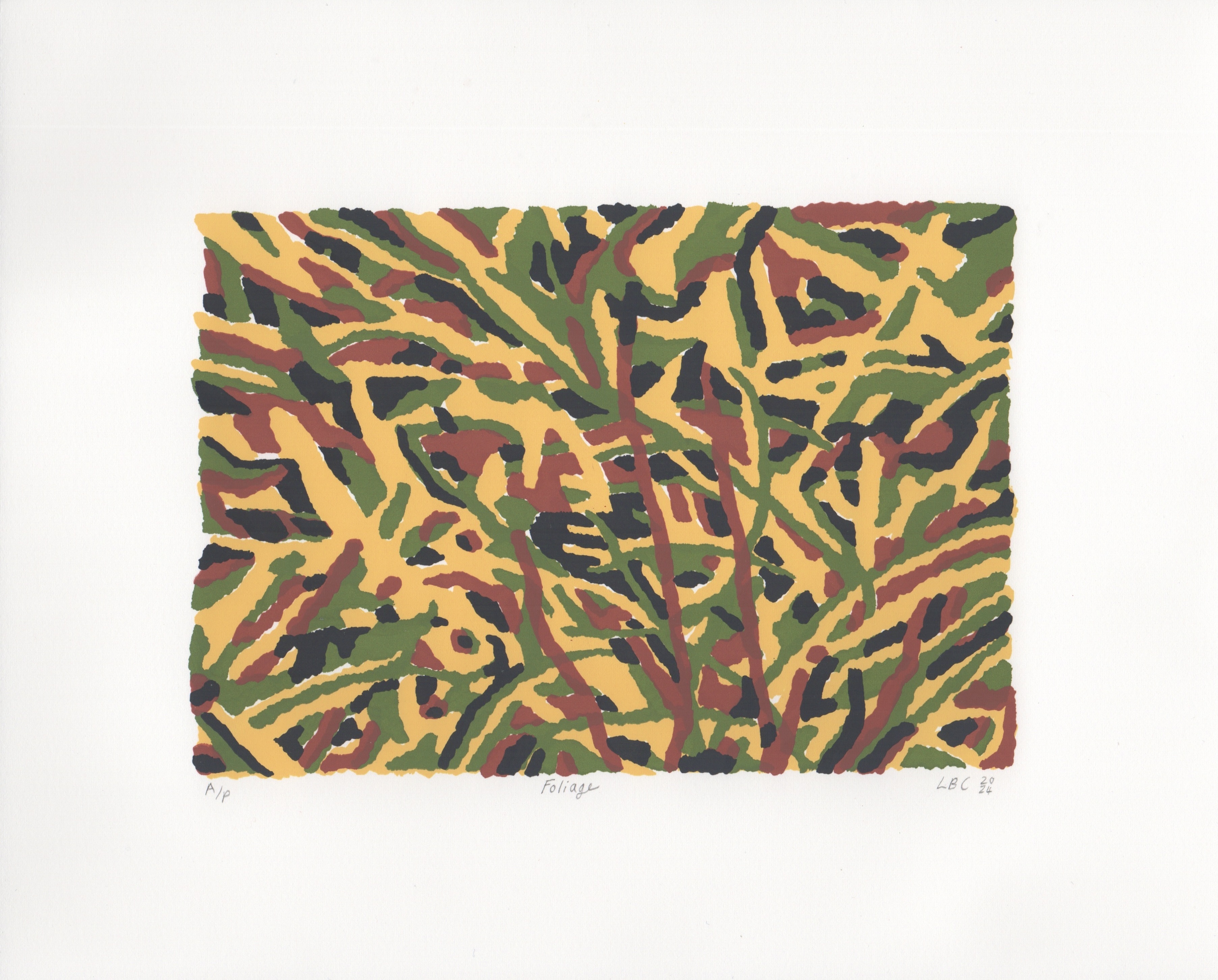 Foliage, four colour screenprint on paper, printed with Dry Run Press