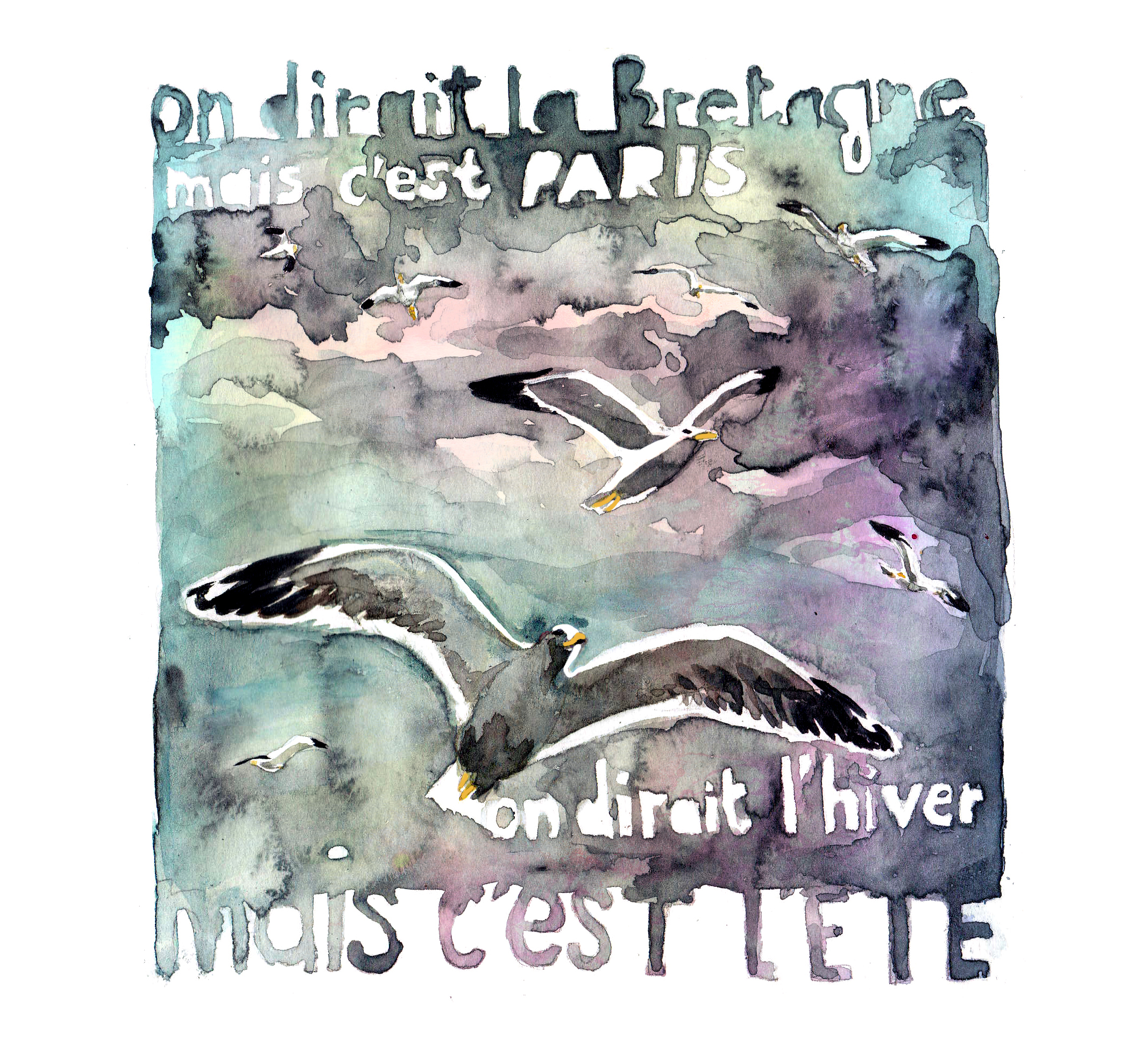 Aquarelle, 16,5 x 16,5 cm