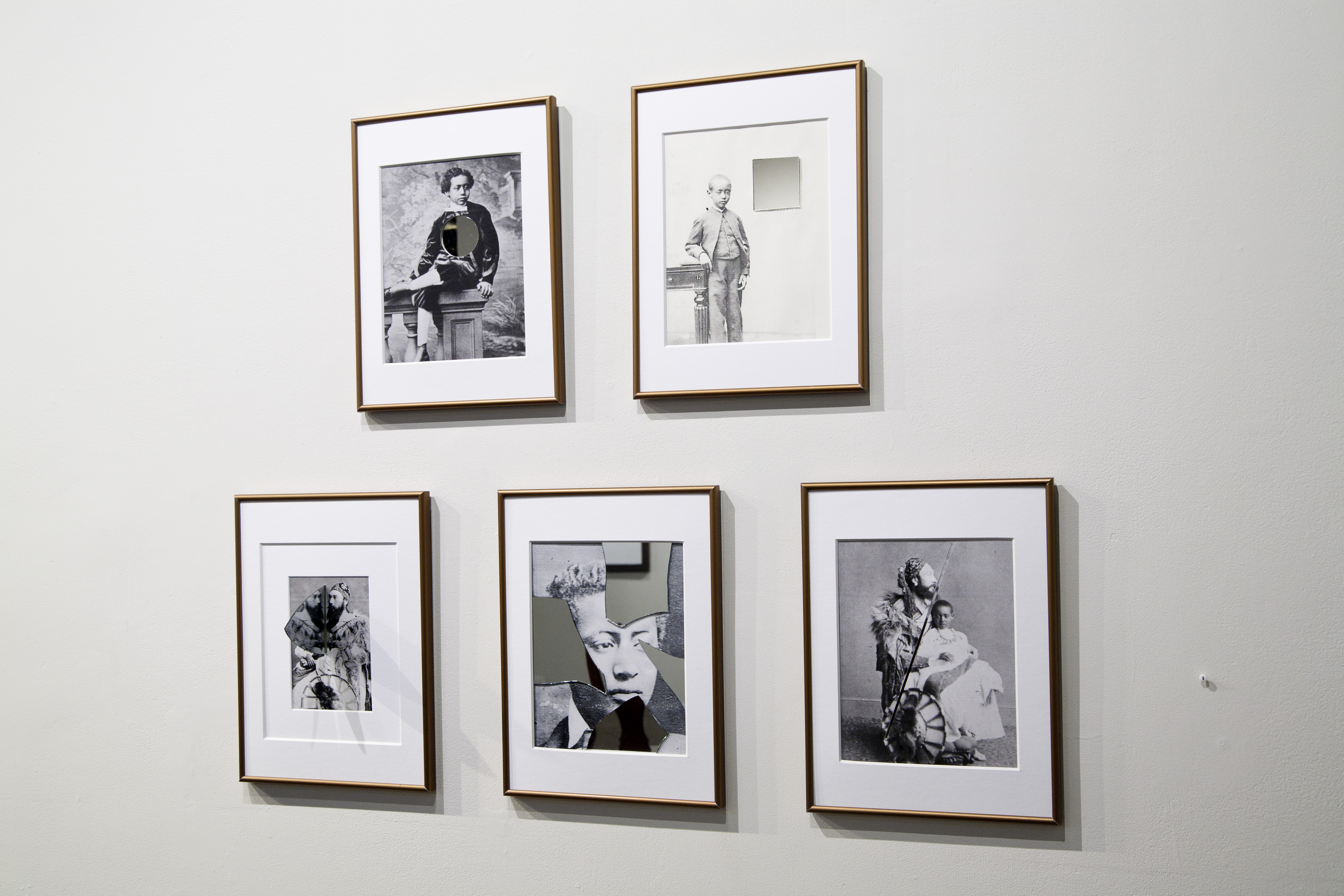 cut I-V (Prince Alemayehu of Abyssinia) appropriated photograph and mirror 2016 14.5 x 10.5 in. (framed). Photo credit: Rebecca Marino