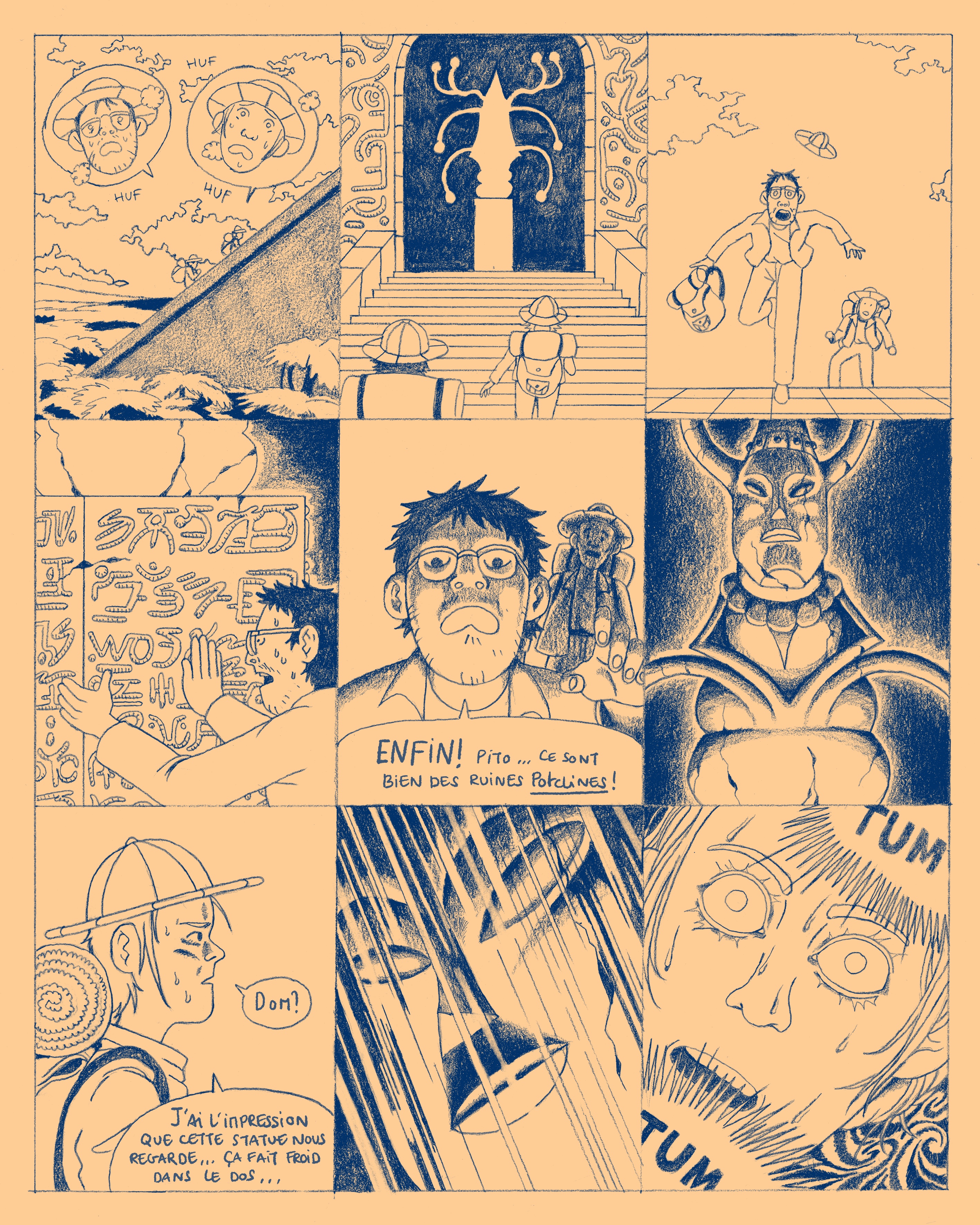 Temple Maudit, 6 pages short comics for Visceral, published by Chahut Editions, 2021