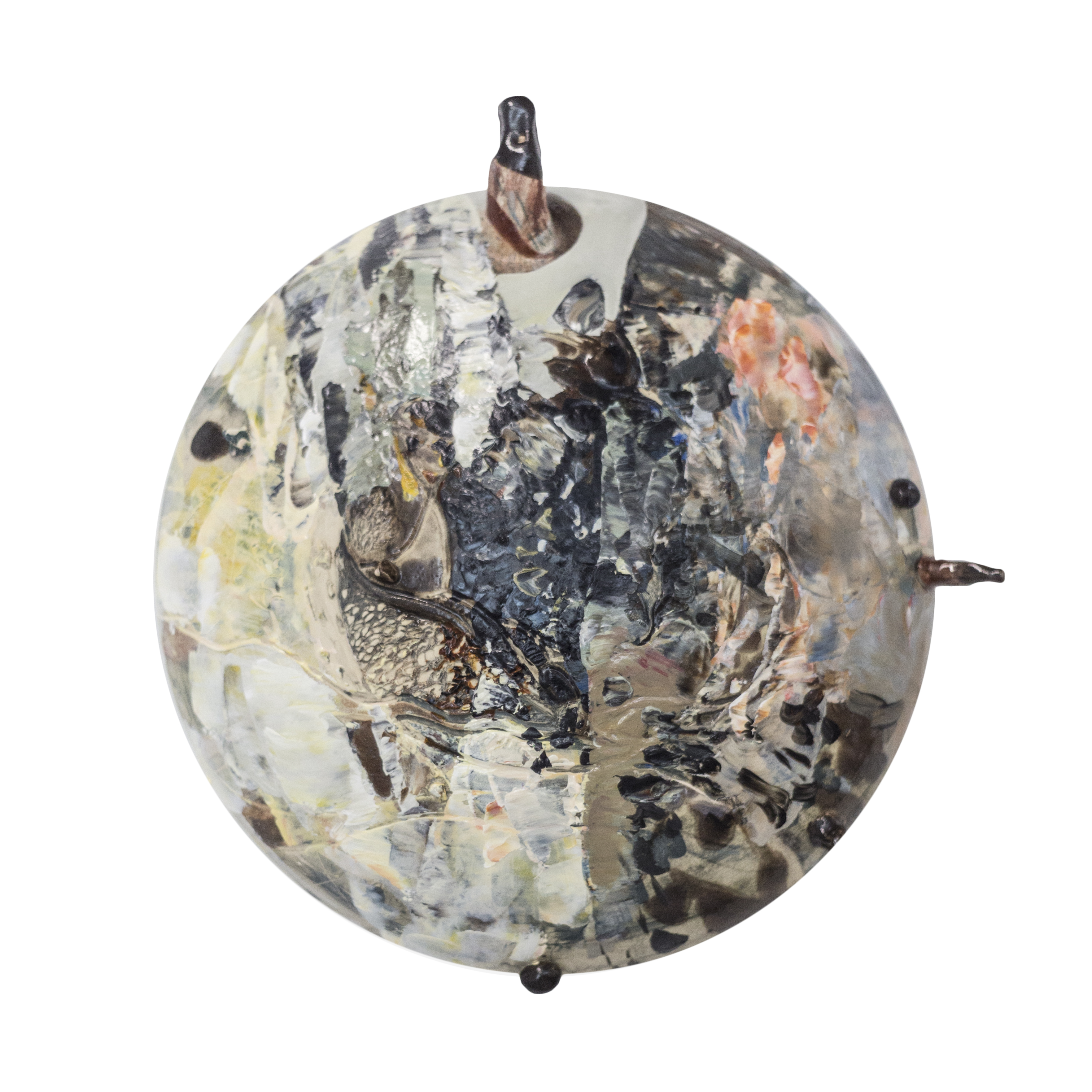 Painted go No. 5, oil painting on ceramic sculpture, 35 x 35 cm, 2017