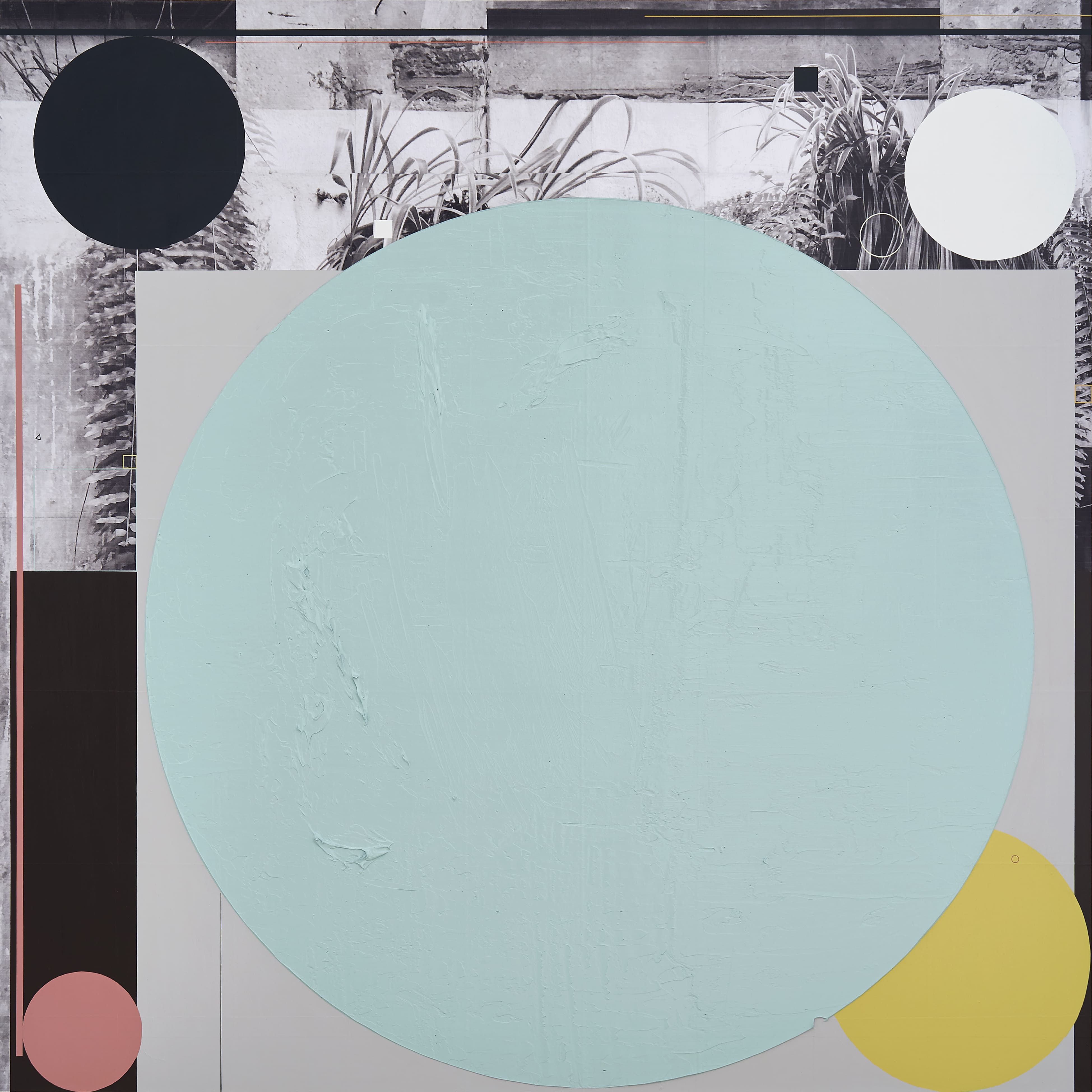  The Never Ending Summer, 2020, Acrylic and photo-collage on canvas, 182 x 182 cm