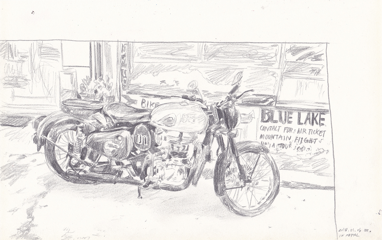 What a beautiful motorcycle, 2018, pencil on paper, 17*24.1(cm)