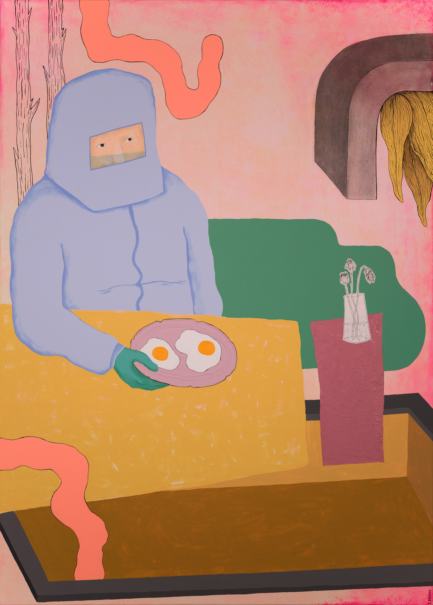 limited supply of breathable air runs in the family, 2018, mixed media on canvas, 140 x 100 cm