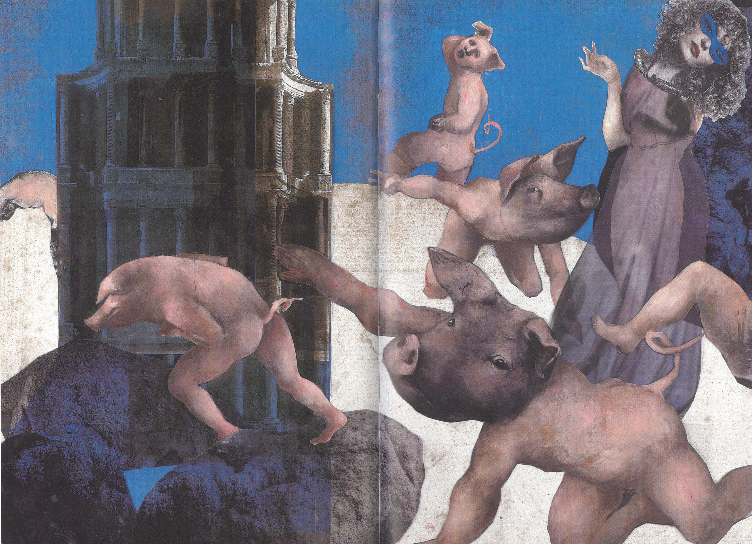 Kirke, the enchantressOil paint on paper, collage with alienated photo material, 50 x 60cmSerie: Odysseus' odyssey and homecoming/Text: Franz FühmannPublisher: Hinstorff, Rostock, 2011