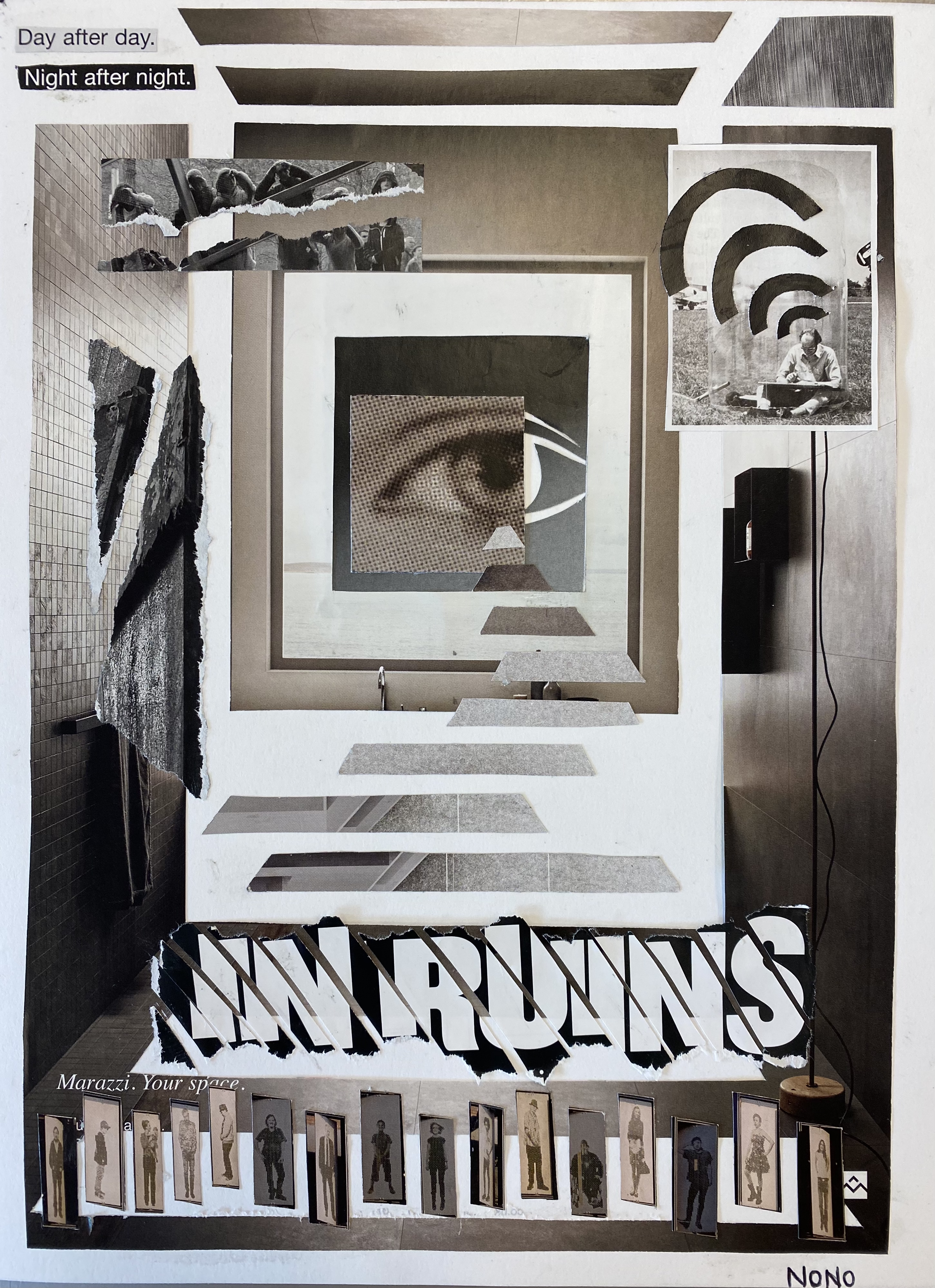 in ruins, 2021, (recycled magazines)