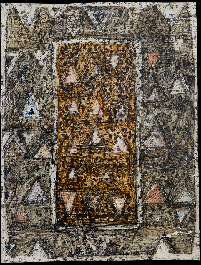 Design for handmade carpet. Gouache, wax. Painting on cardboard. 1960's