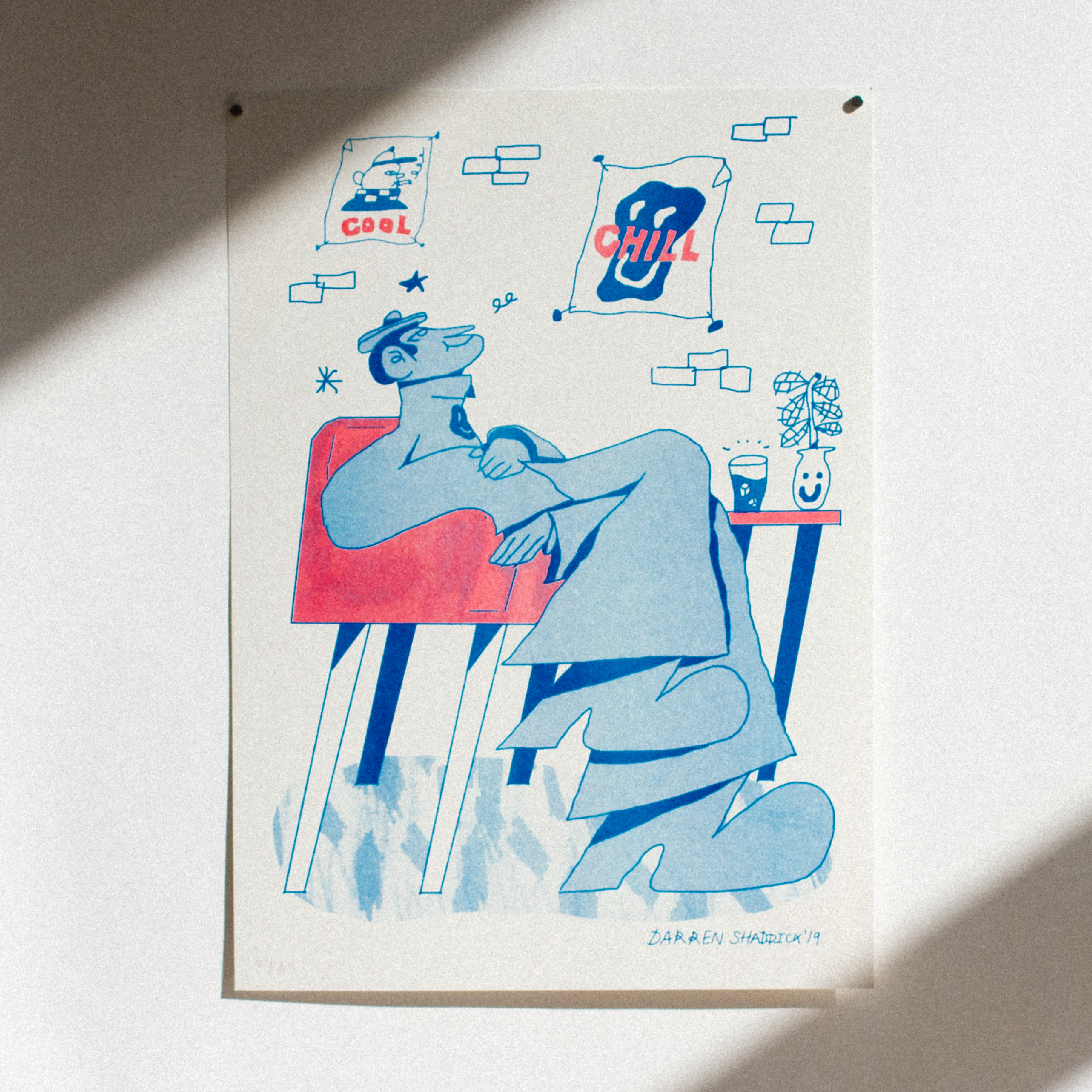 No Planet No Chill Risograph Print - An Illustration for No Planet No Fun by Darren Shaddick UK Freelance Illustrator and Graphic Designer