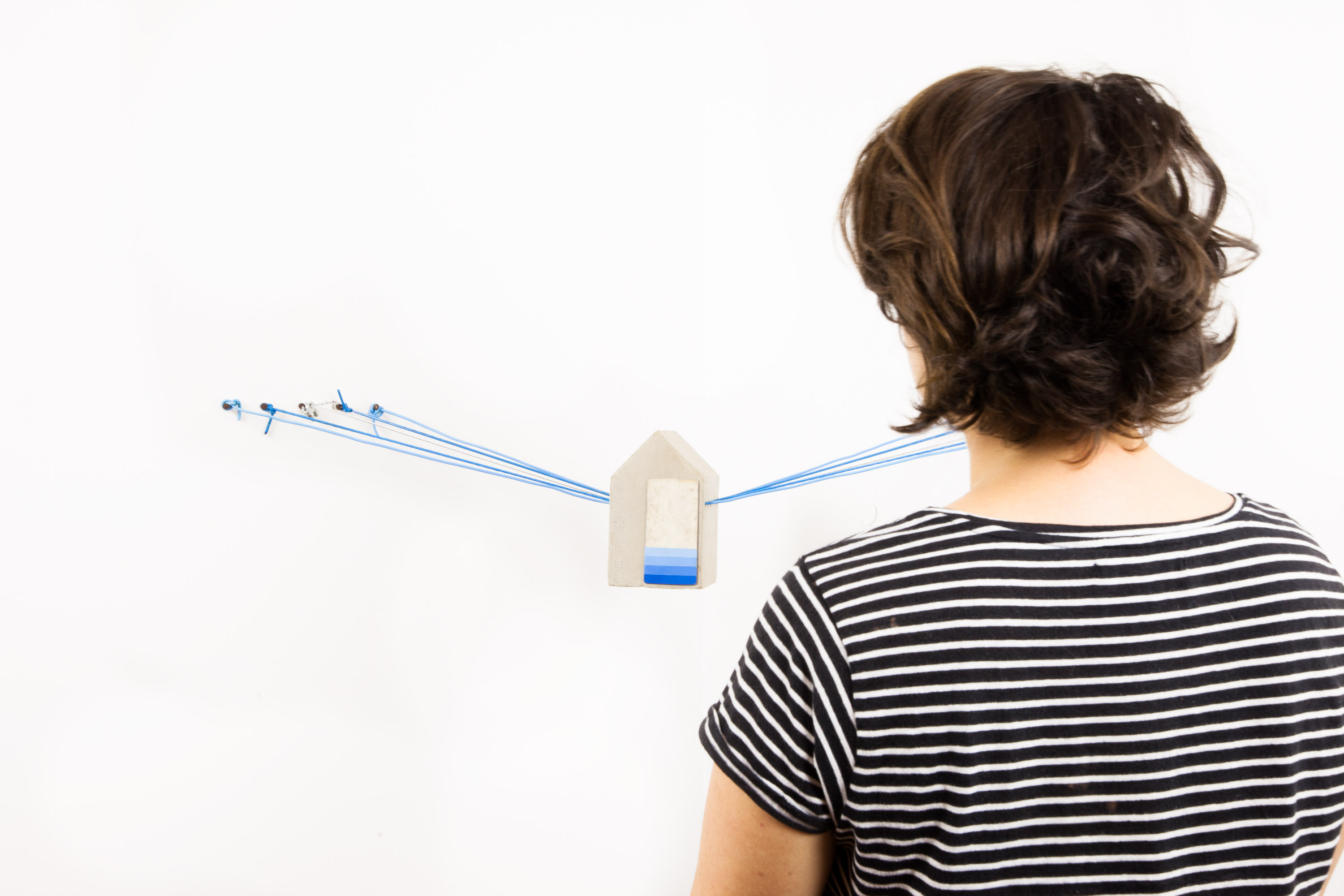 COUNTER-SPELLConcrete, iron, acrylic paint, rope, wire, hose and steel cable. 16 x 40 x 10 cm. 2020