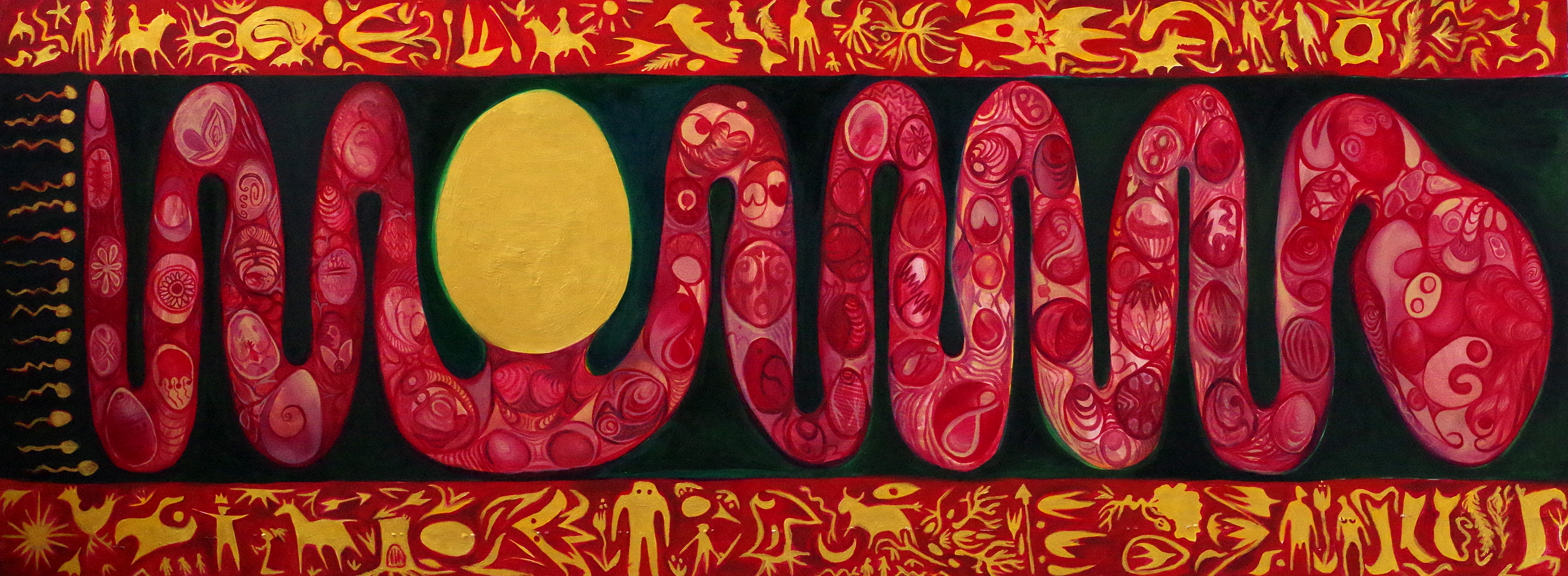 Cosmic egg serpent - Oil on board