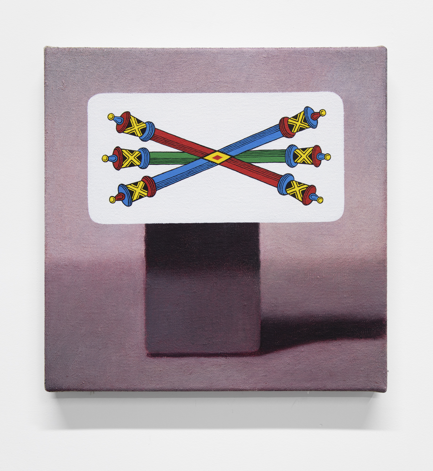 Tre di bastoni, 2023, Oil on linen, 12x12 inch.