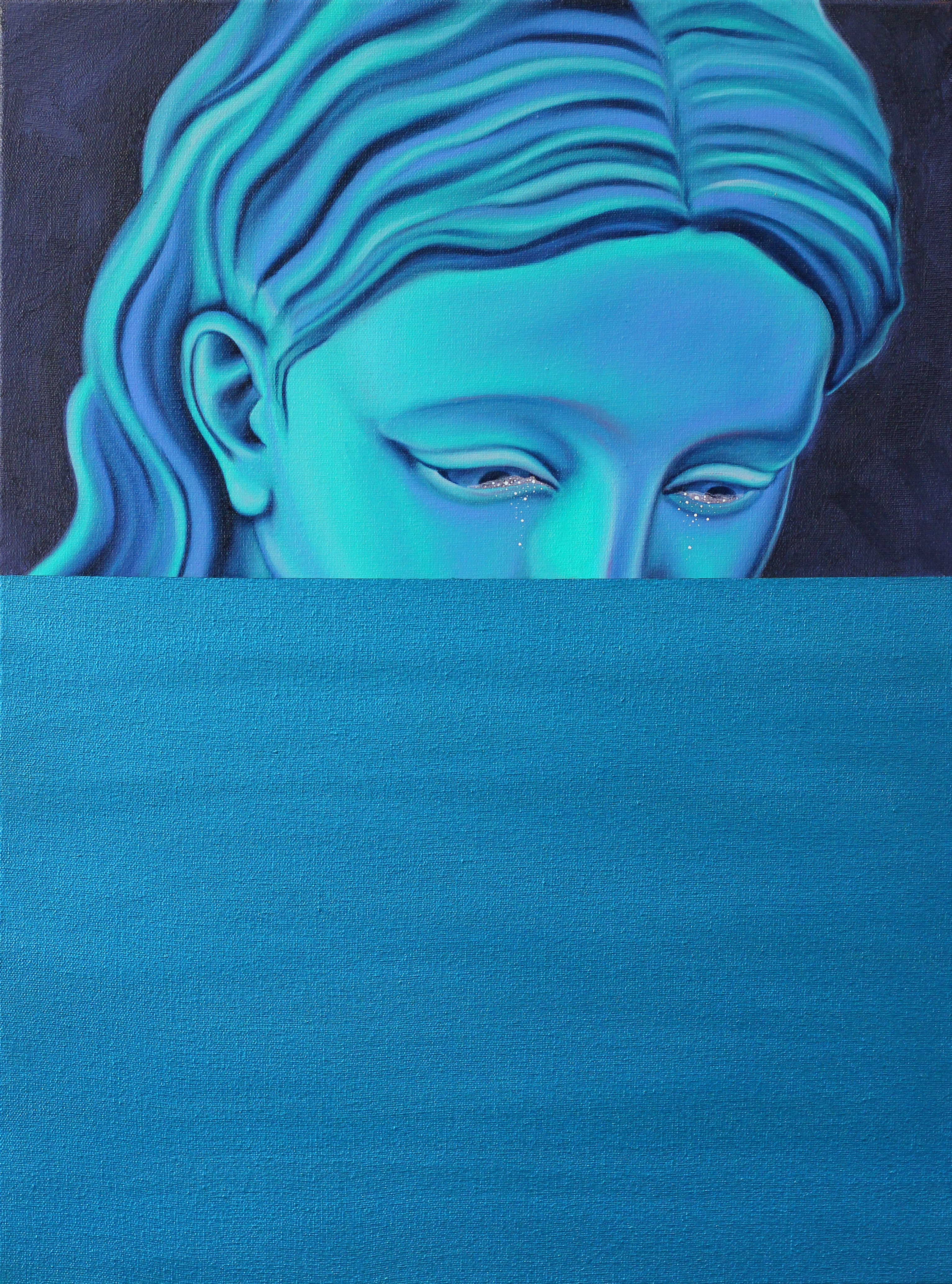 Um pedaço de mim se perdeu, 2024. Óleo e acrílica sobre tela, 30 x 40 cm.