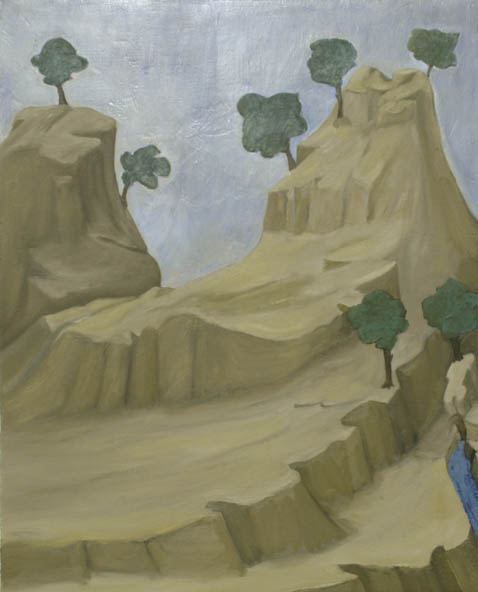 Landscape with a Spring (after Giotto), 48x60cm, oil and pigment on gesso