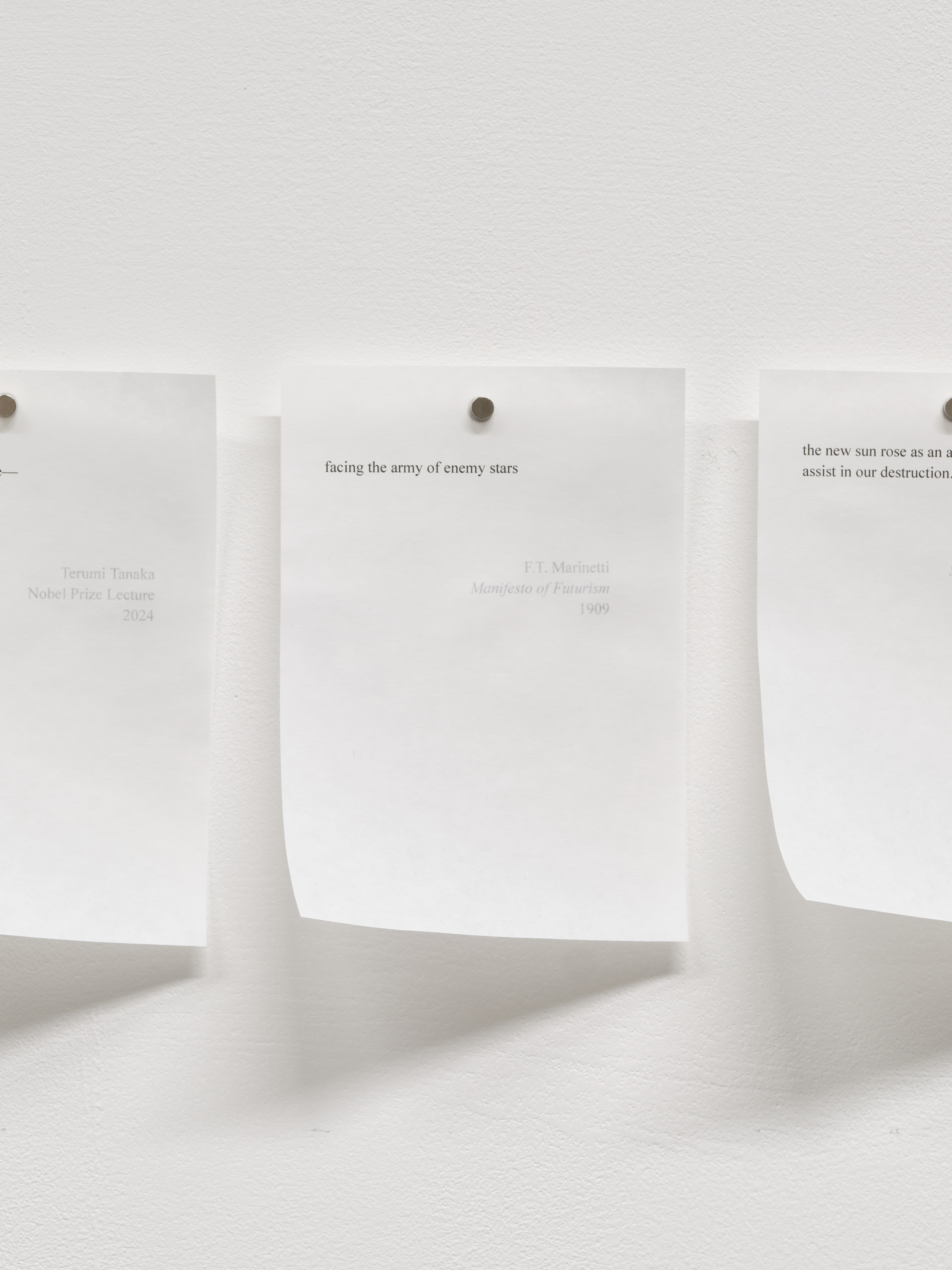 Poem in High Contrast, 2025. Inkjet print on tracing paper with magnets.
