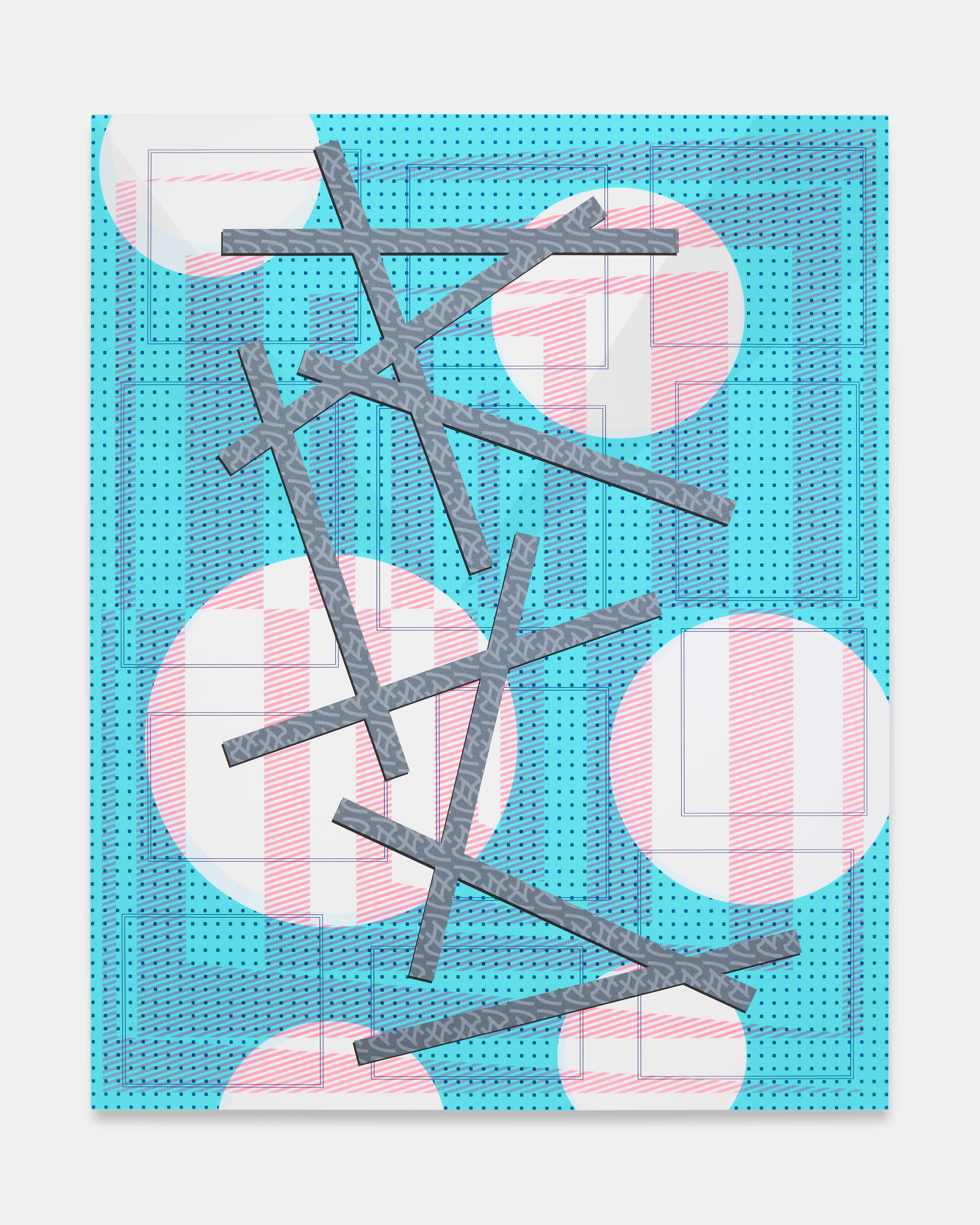 Assembly, 2022, acrylic on canvas, 55 x 44″