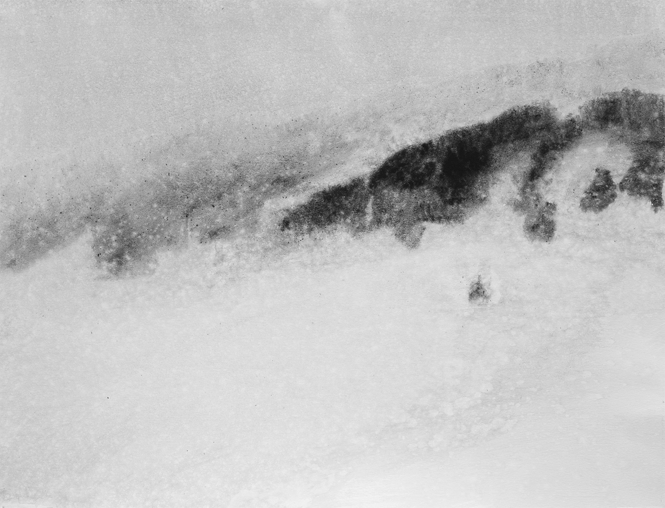 Vercors, hiver, jour blanc, soir (I)gouache on paper50 x 65 cm, 2019