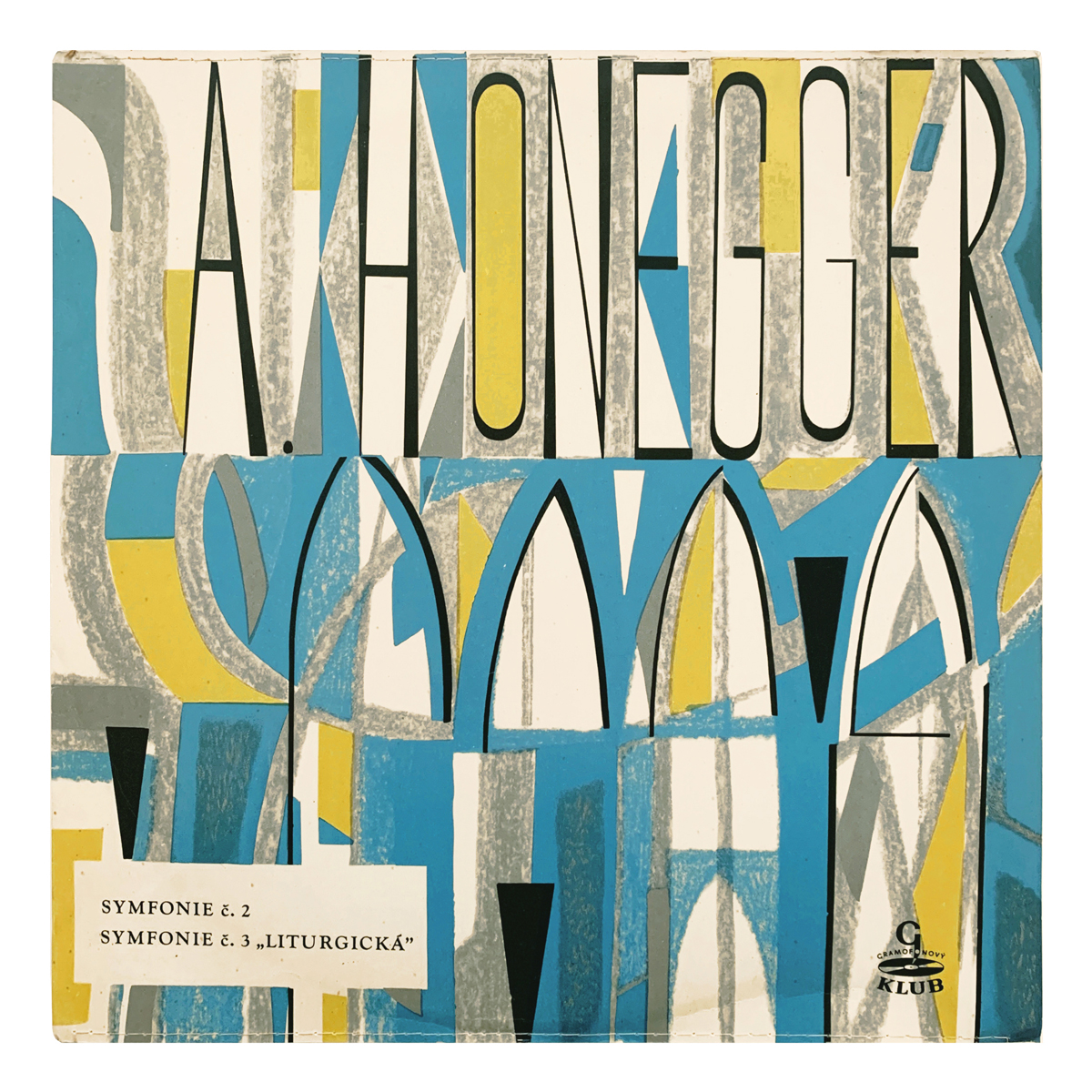 Supraphon DV 5687 Arthur Honegger - Symphony No.2 in D for string orchestra; Symphony No.3 "Symphonie Liturgique" Česká filharmonie - Serge Baudo Design: Jarmila Mařánová (credited)