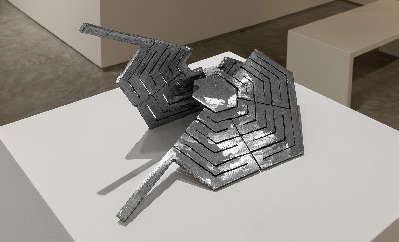 Jorge Luis Rodriguez, "Labyrinth IV," 1979, welded steel, 14  x 21 &frac12;  x 12 inches. Photo by Etienne Frossard. 