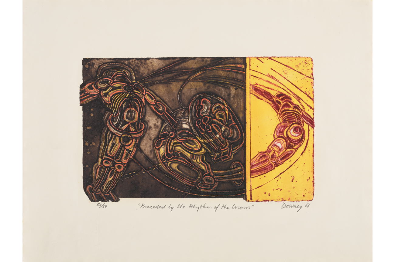 Juan DowneyPreceded by the Rhythm of the Cosmos del portafolio "Awareness of Love", 1966Aguafuerte viscoso Hayter sobre papel Arches58 x 73.5 cm