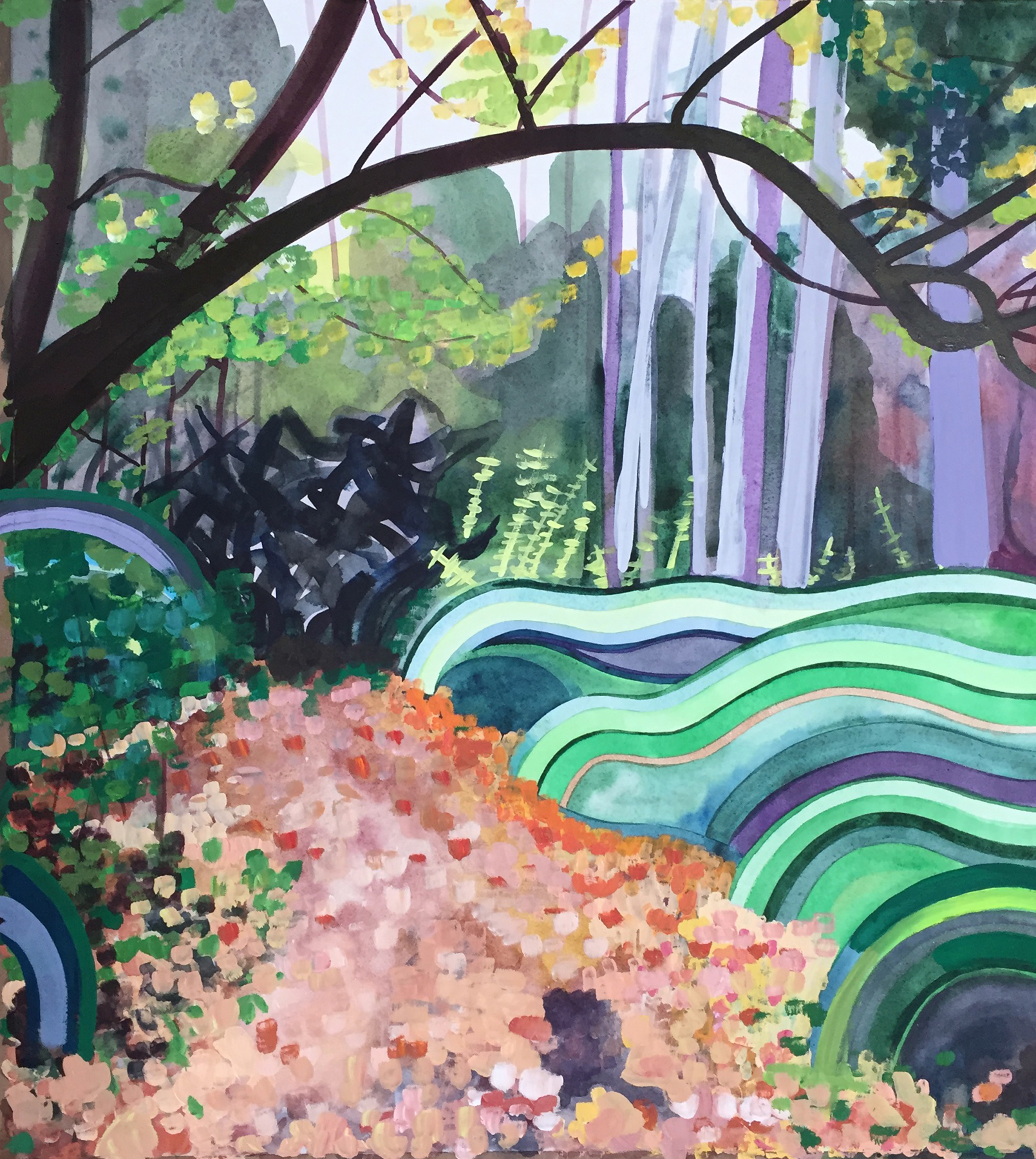 forest. watercolor, ink + acrylic on arches. 22 x 20 inches