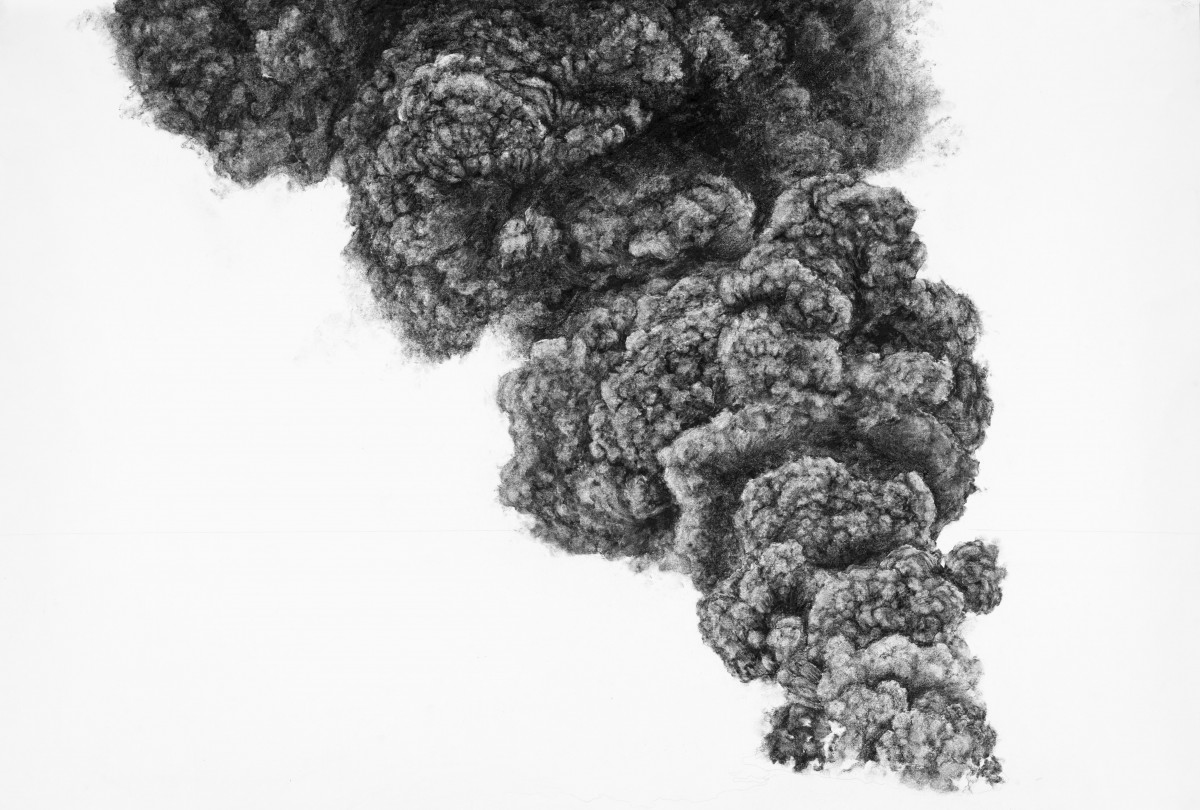 "Smoke 1", charcoal on paper, 112x76 cm, 2015