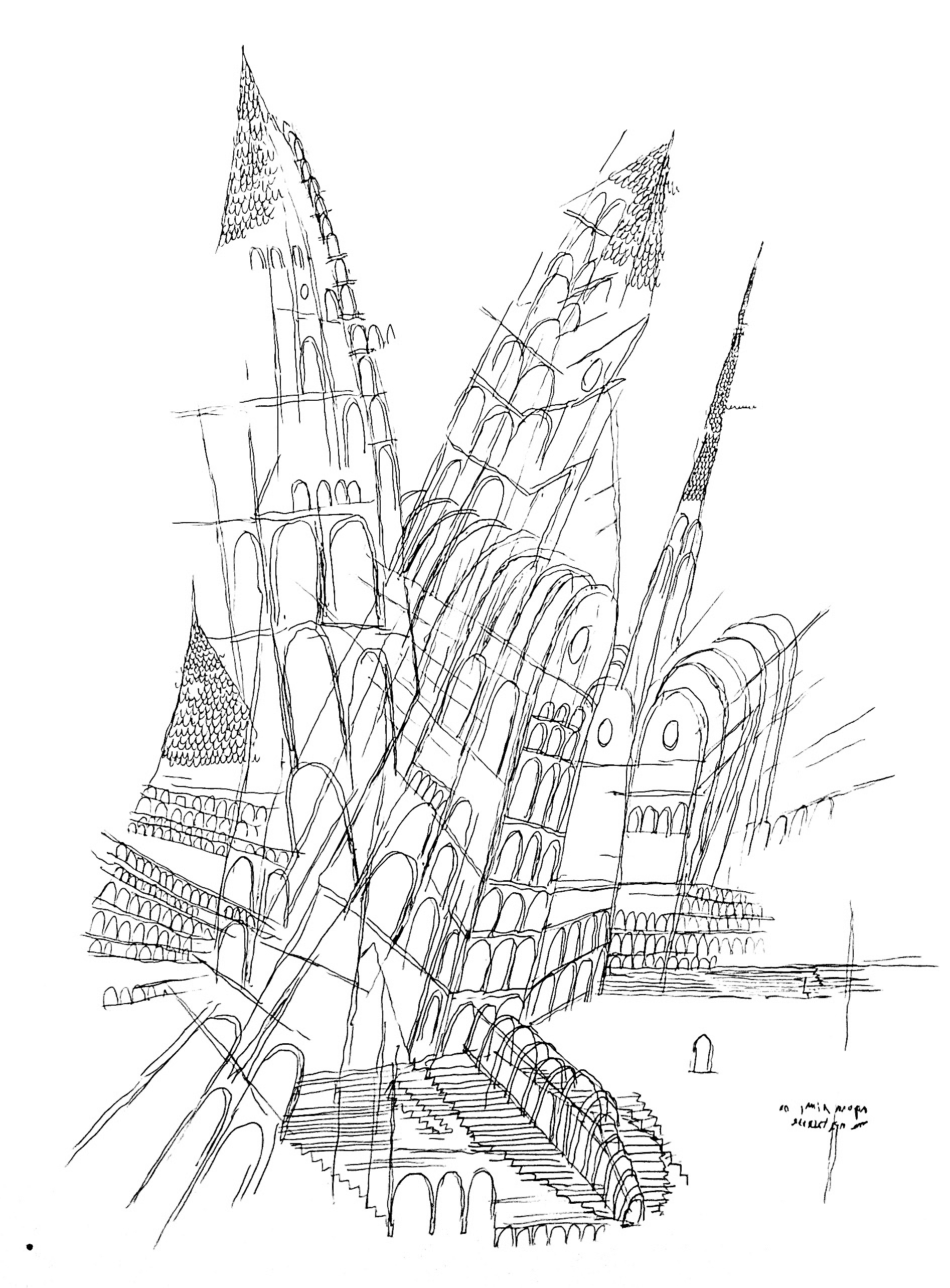 'building faith in', 2023, ballpoint on paper