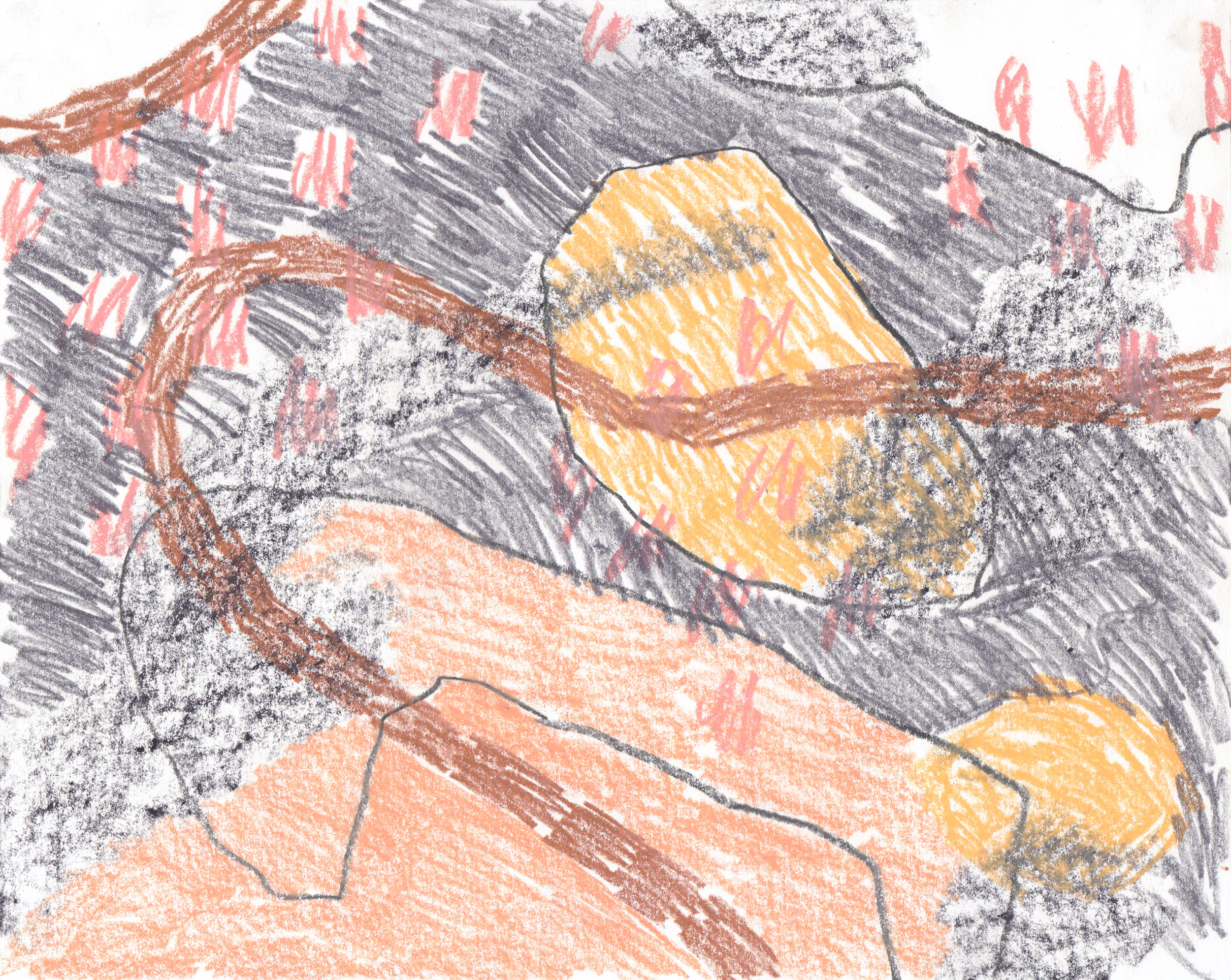 Map Drawing, Graphite, pastel, and crayon, 10"x8", 2020