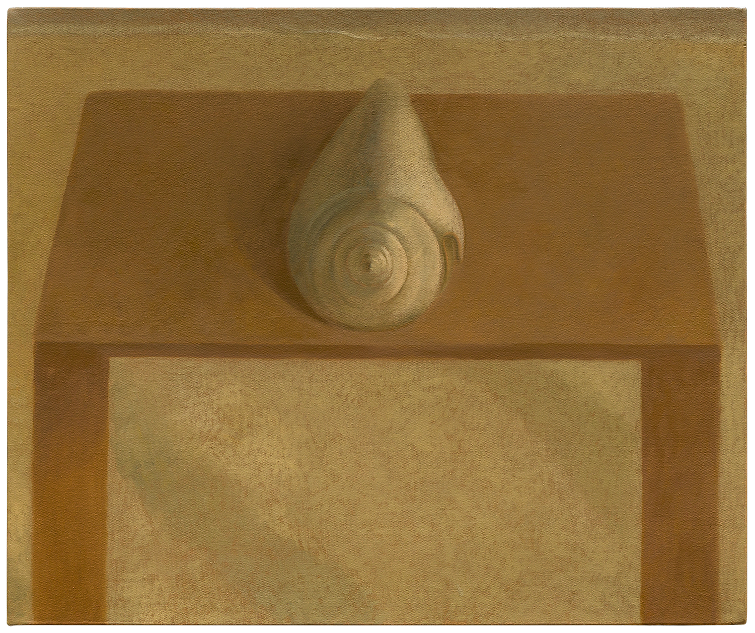 "Concha sobre uma mesa", 2024, óleo sobre tela