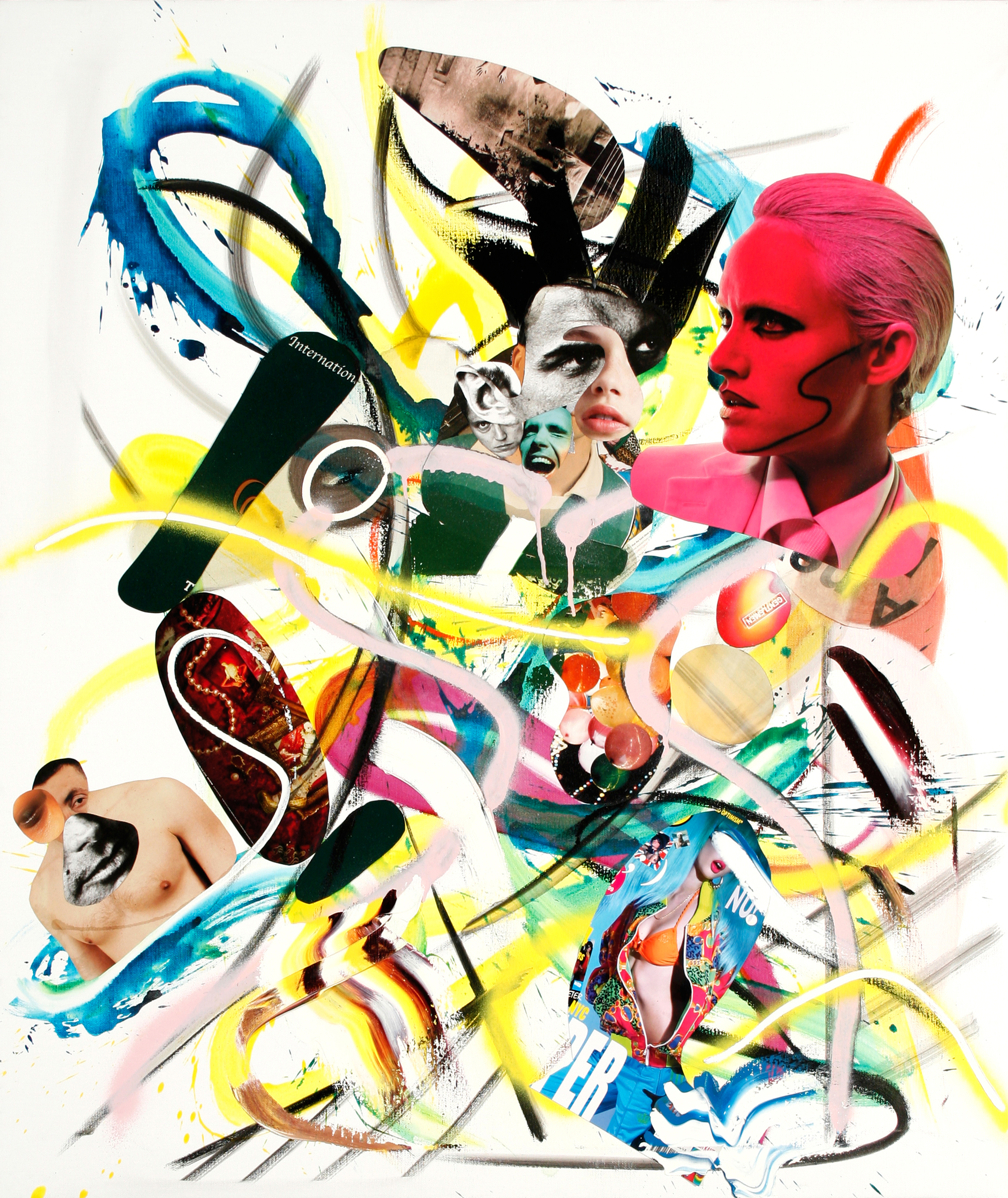 Transformer, 2007. Oil, acrylic and paper on canvas. 120 x 100 m