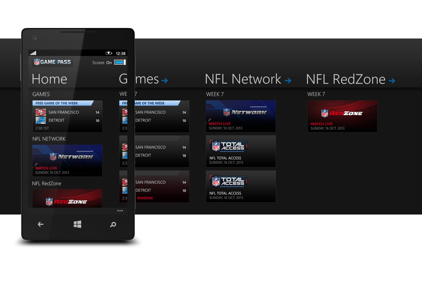 NFL Game Pass Mobile, Design