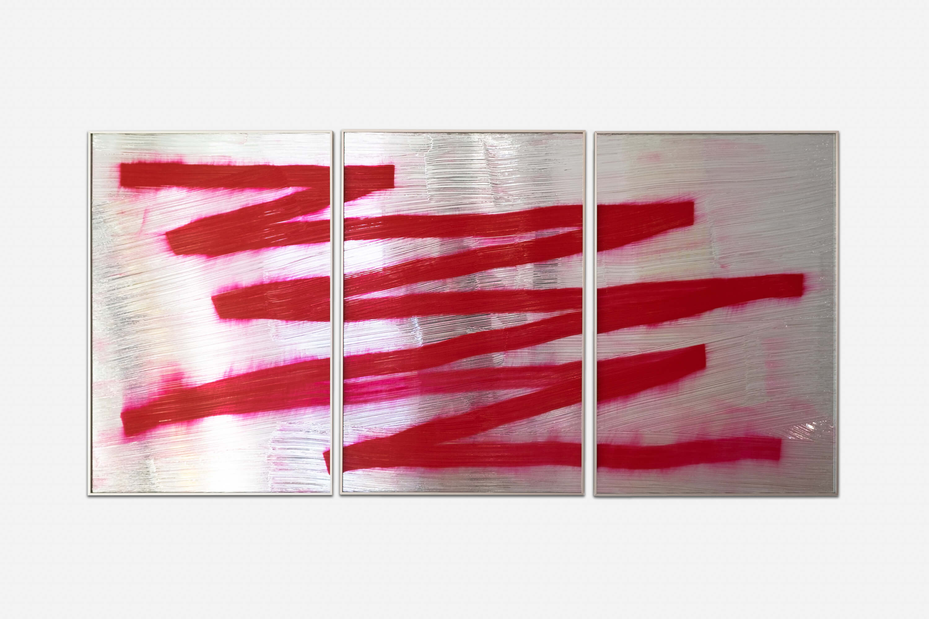 RIS 29 (Red Line), 2020, Enamel and acrylic on mirror, 36 x 72 in