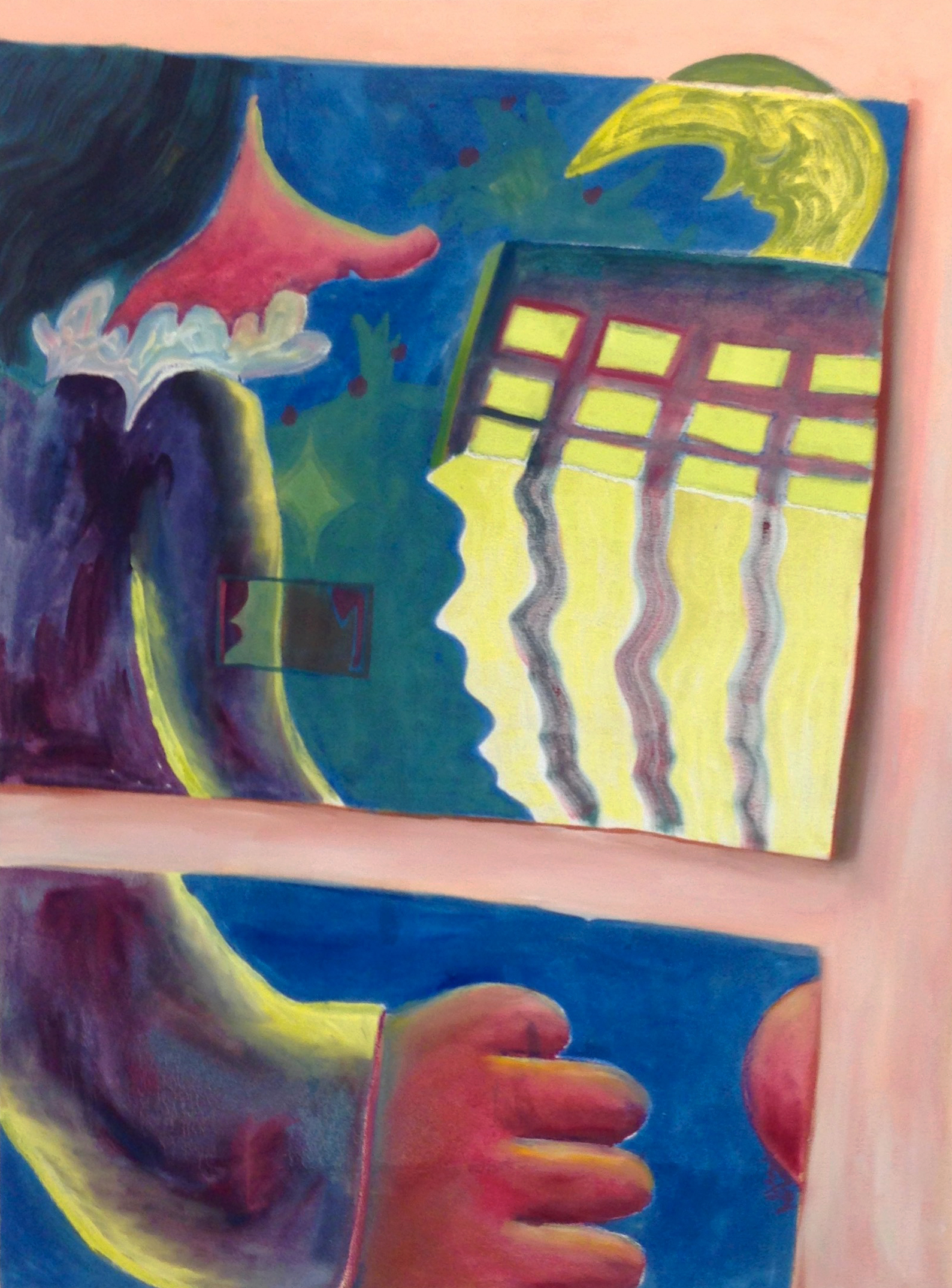 Barbershop (Film Still), oil, pastel on canvas, 38x46