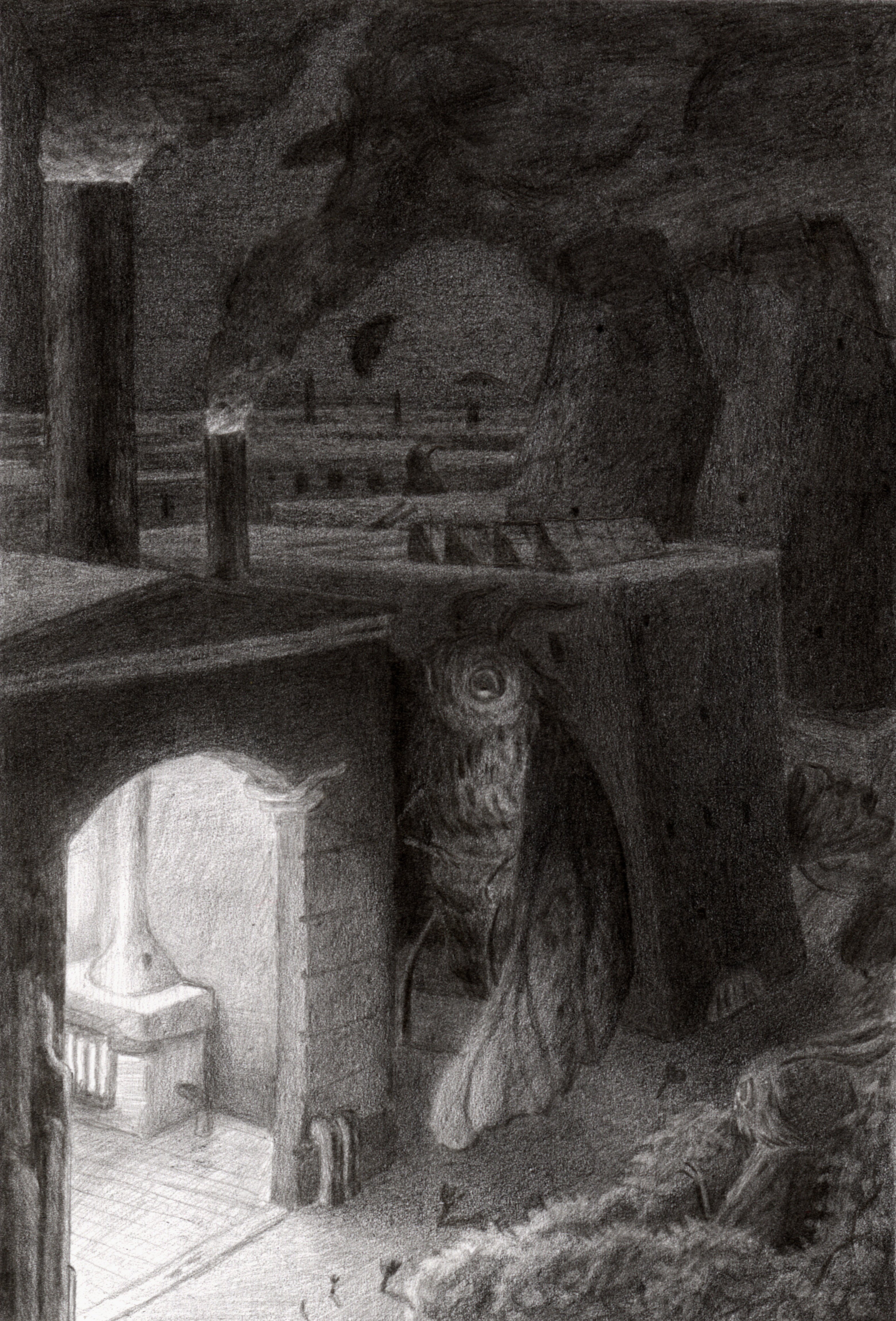 "The Peppered Moth" Graphite: The Peppered Moth is native to industrialized regions of England. During the industrial revolution, coal dust covered trees and made the white moth stand out to predators, in an evolutionary blink of an eye the Peppered Moth adapted to a dark speckled pattern.