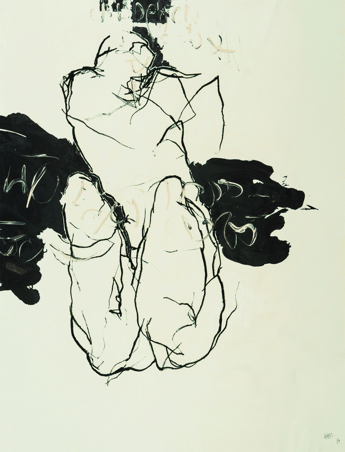 "Der Protagonist", 2014, Oilstick on English watercolour paper, 200 x 153 cm