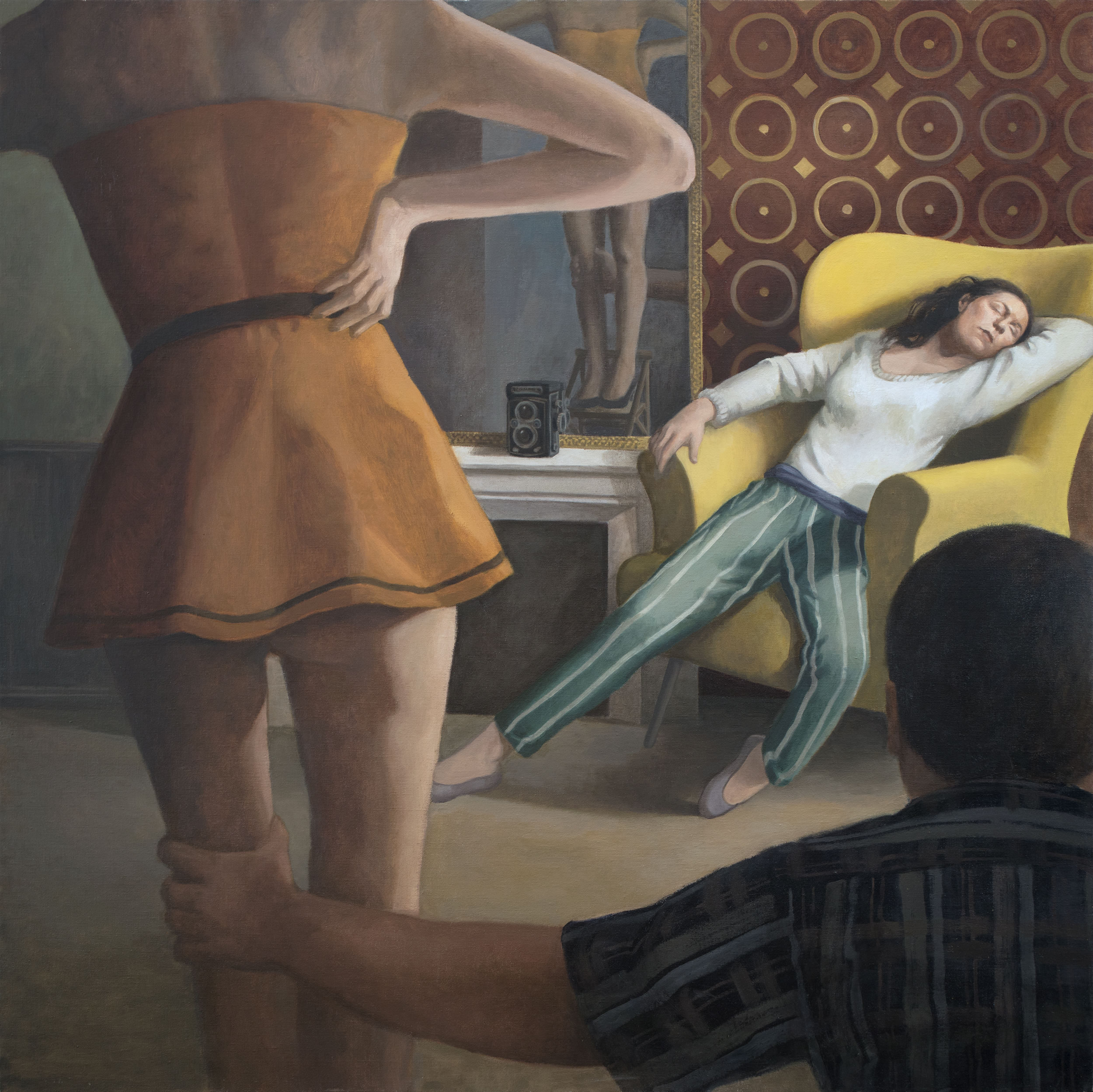 Rolleiflex (hommage à Helmut Newton), huile sur toile, 120x120cm, 2018