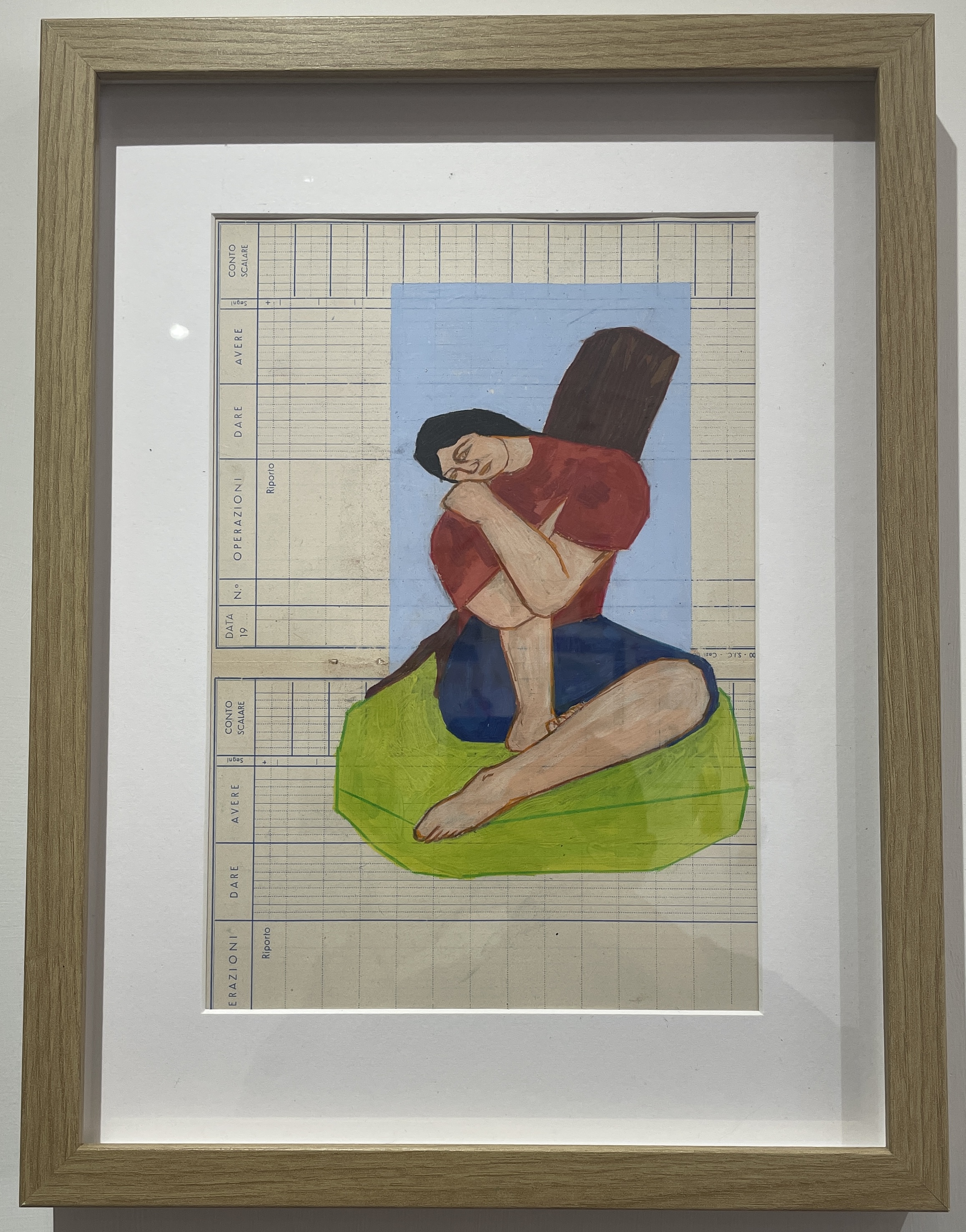 Leaning Figure, Watercolour and Colour Pencil