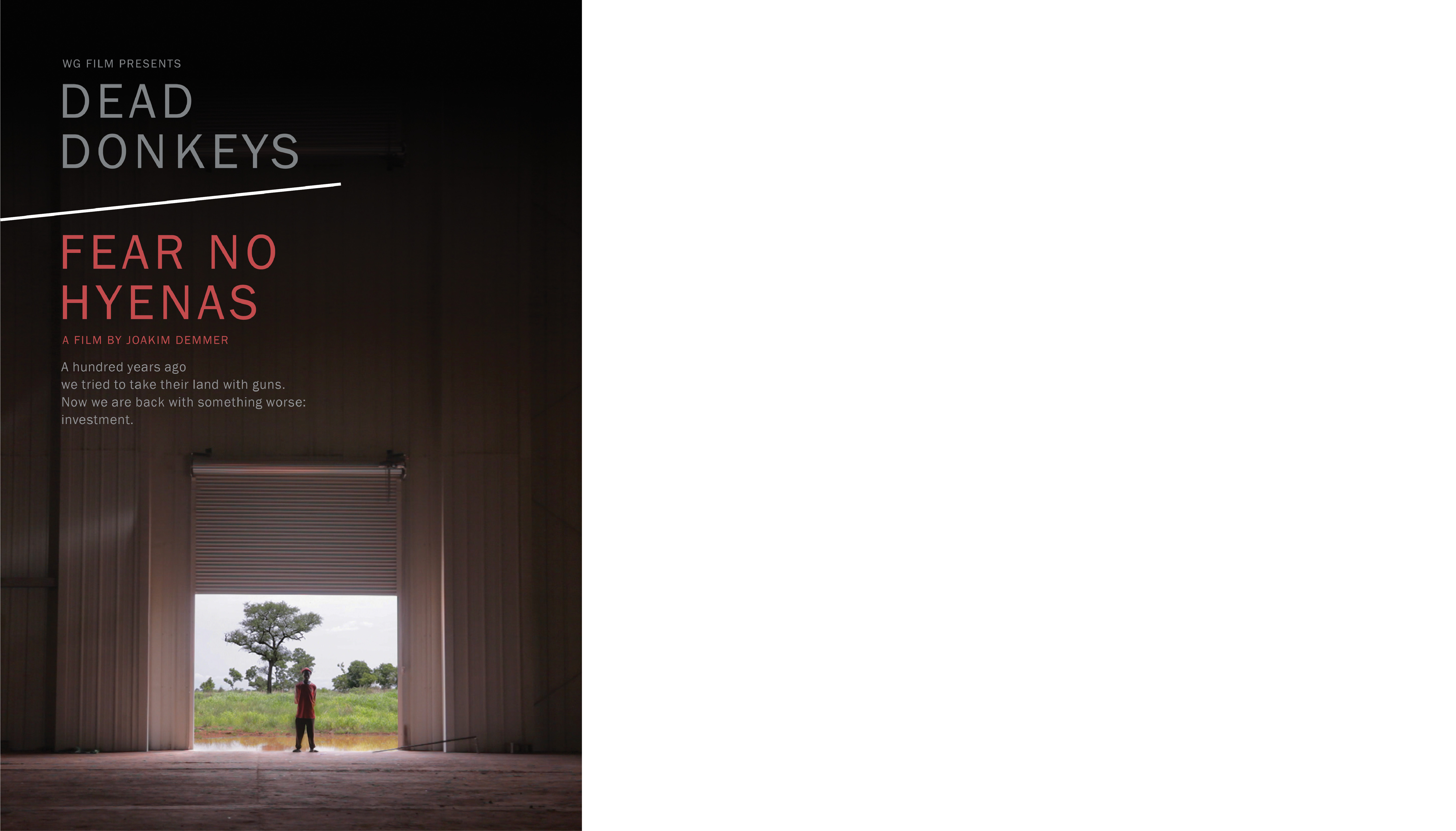 Dead Donkeys Fear No Hyenas: Around the globe, there is a massive commercial rush for farmland – the new green gold. One of the most profitable new spots for farming is Ethiopia. Hoping for export revenues, the Ethiopian government leases millions of hectares of allegedly unused land to foreign investors. But the dream of prosperity has a dark side - the most massive forced evictions in modern history, lost livelihoods of small farmers, harsh repression and a vicious spiral of violence. Contributing to this disaster are the EU, the World Bank and DFID, providing billions of dollars in development money. Dead Donkeys Fear No Hyenas investigates these foreign land-investments and exposes their impact on people’s lives. In the pursuit of truth, we meet investors, development bureaucrats, persecuted journalists, struggling environmentalists and small farmers deprived of their land.