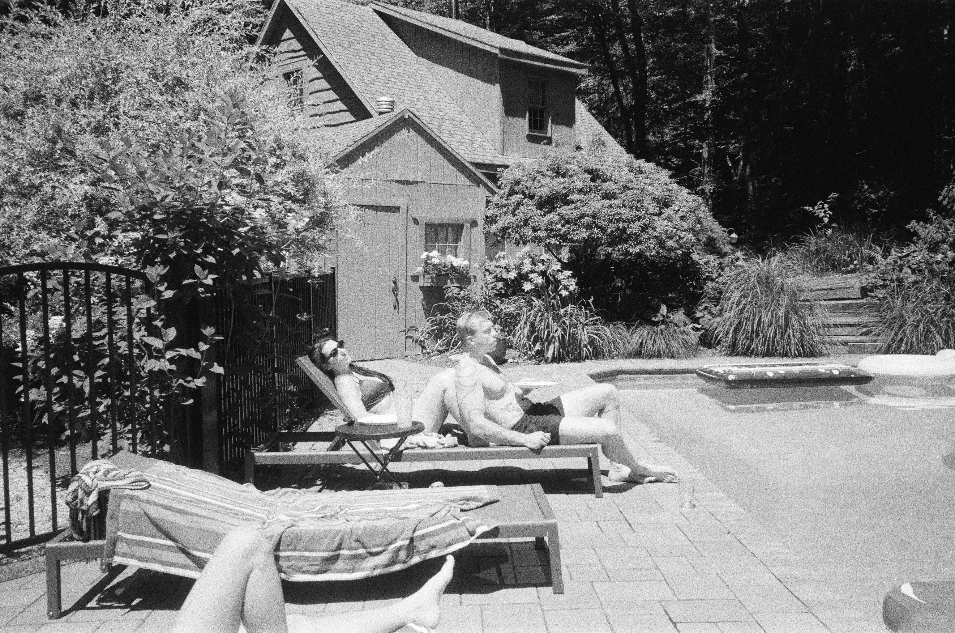 Parker and Jackson sunbathing in Canton