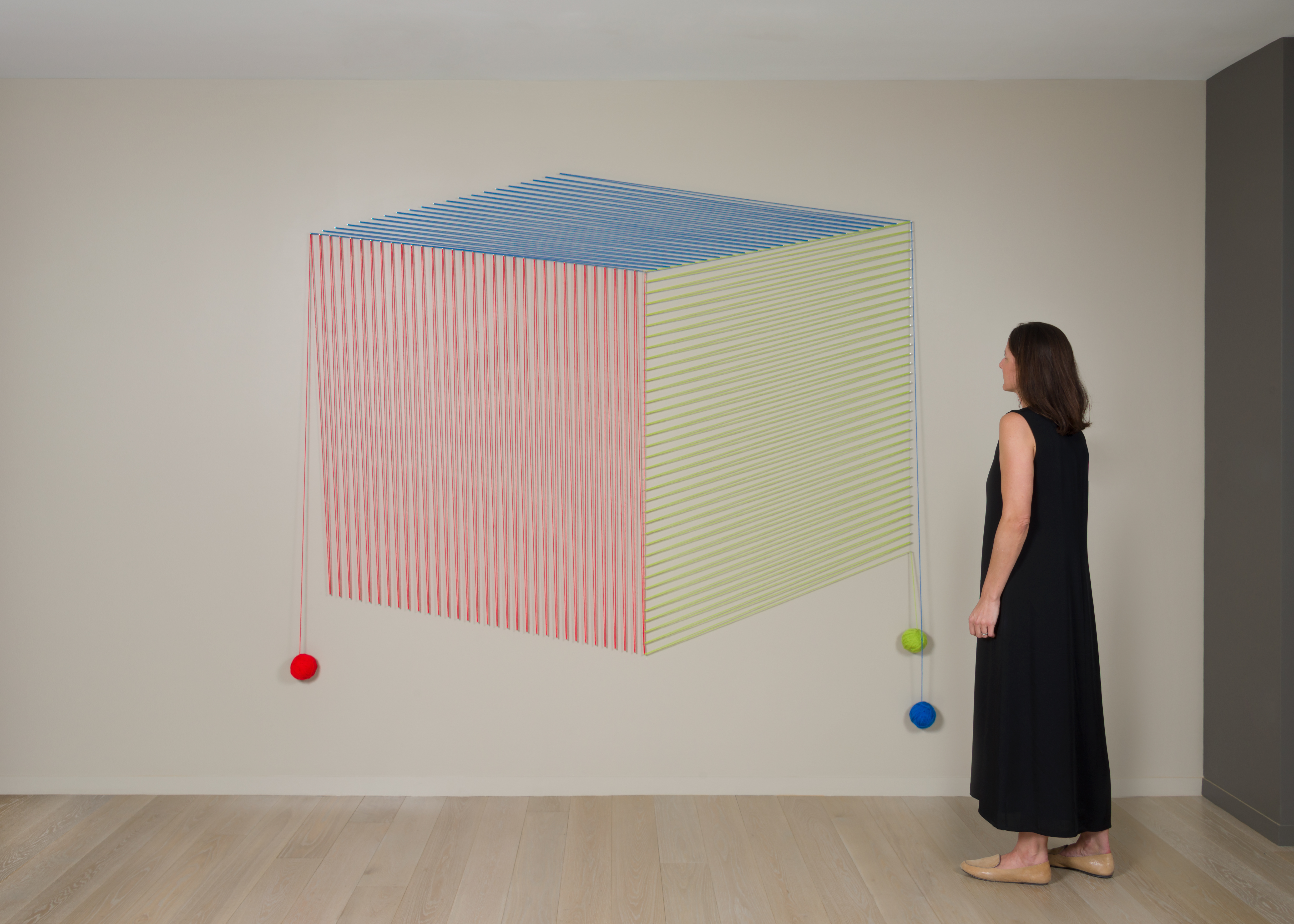 Rotating Cube, Parallel Projection (2 color systems), 2016