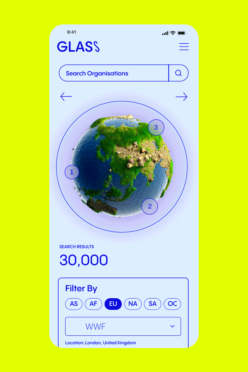 Glass ✴ App design, Motion Design
