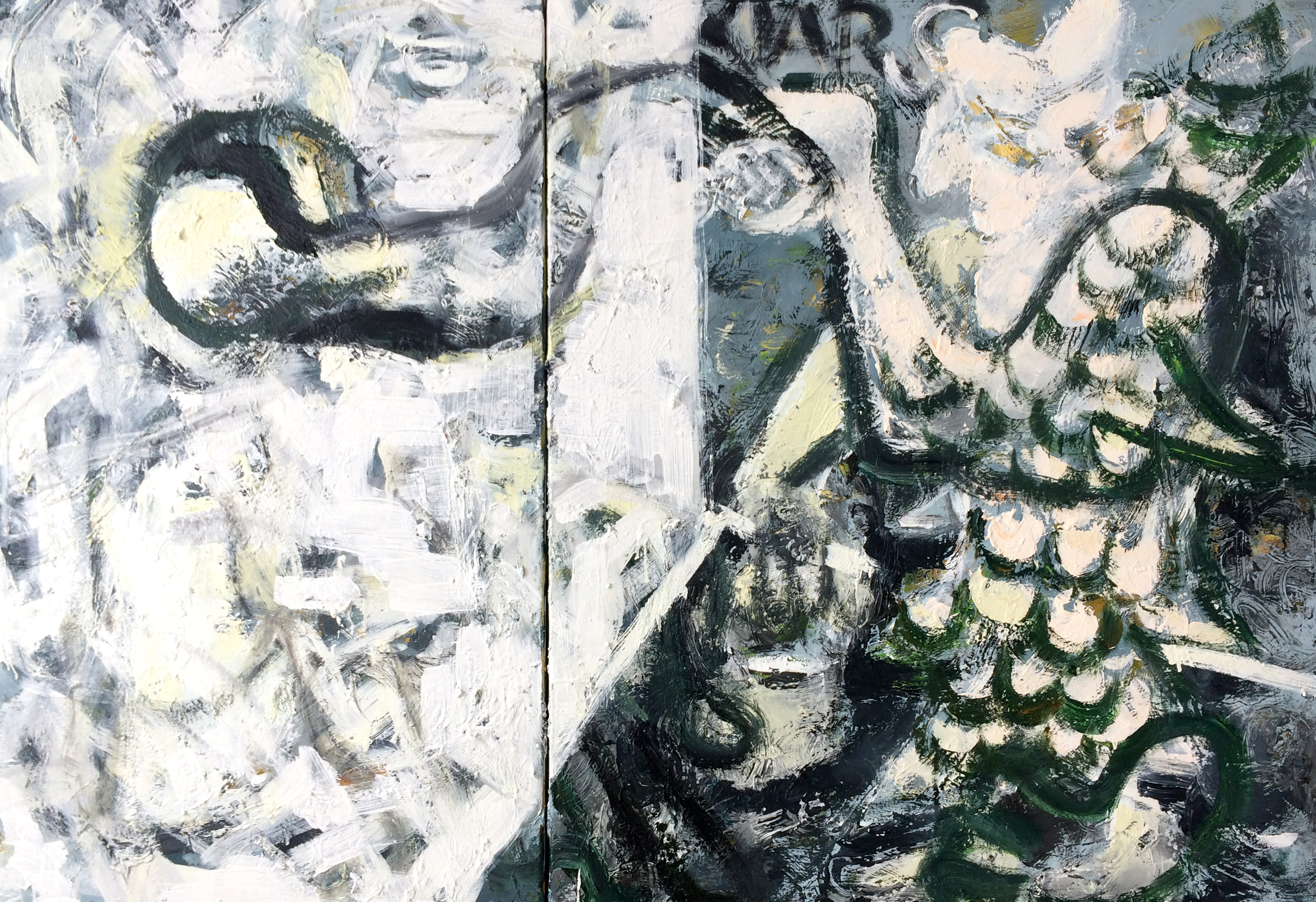 Genu Berlo, Lost Habits of the gods, 2019, oil and tempera on 2 panel canvas, 180x120 cm