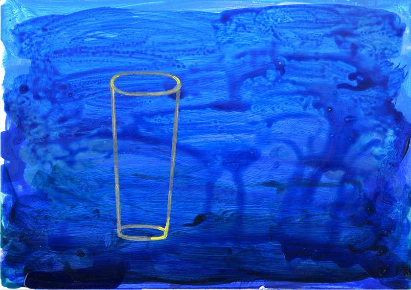 Blue Glass 2015-16 Acrylic on Aluminium 8"x12"/20x30.5cm